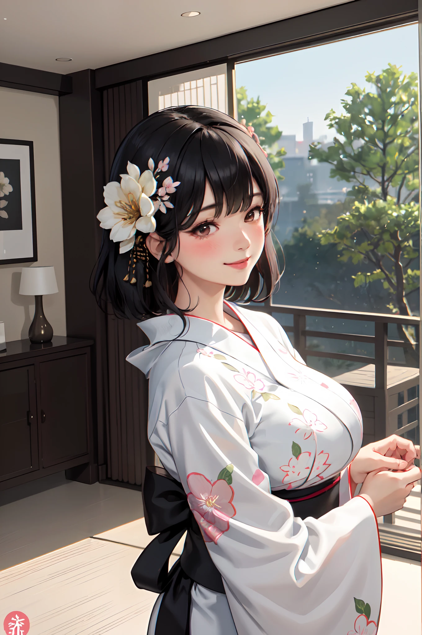 (Beautiful mature adult woman),(Flower Hair Ornaments,Floral braided top knot,Twisted Side Part Ponytail,Floral knit headband,Half Up、Floral braided space buns,Voluminous fishtail braid,Twisted pan,),(Paint the Japanese flag on your cheek),Very delicate and beautiful hair,(((Accentuate your breasts:1.3))),(Dynamic Angle),(Dynamic and sexy pose),Laughter、Sports Venues、Raise your arms in joy、Cute round face,,(Tabletop,Highest quality,Ultra-high resolution output images,) ,(8K quality,),(SeaArt 2 Mode.1),(Picture Mode Ultra HD,)