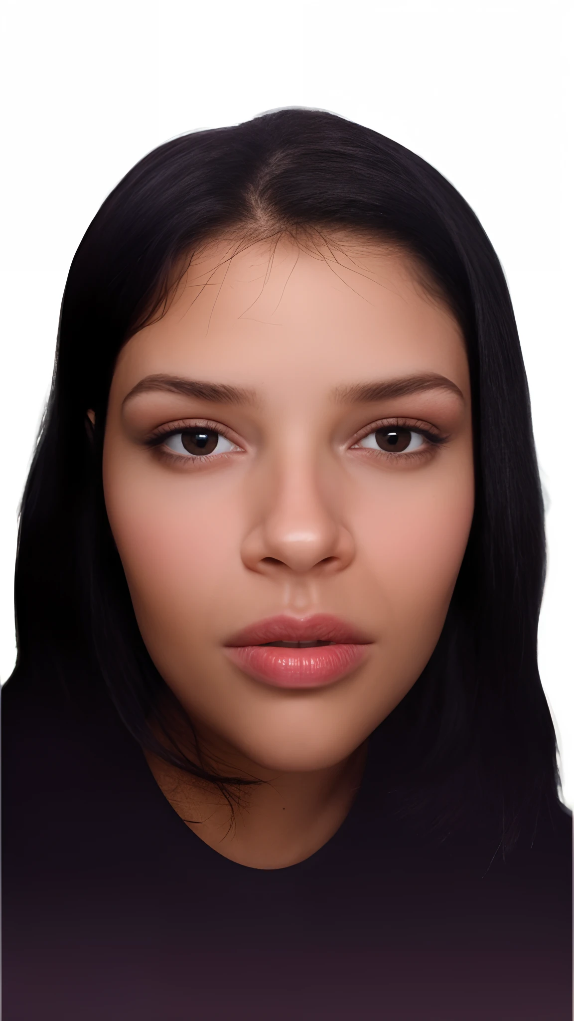 Mulher Arafed com uma camisa preta e um fundo preto, rosto detalhado real, Face extremamente realista, rosto feminino jovem, rosto realisticamente renderizado, visible and detailed face, photorealistic facial features, retoque facial, Rosto hiper-realista, rosto detalhado e realista, Rosto realista e definido, rostos ultra realistas precisos, Rosto ultra realista, Rosto fotorrealista, single realistic face