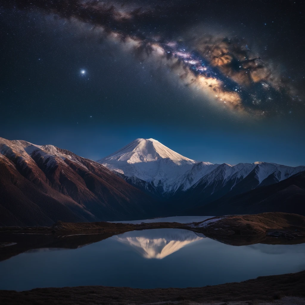 Master Parts、Superior Quality、superior image quality、The 8k quality、、Beautiful pictures of the starry sky、magnifica、Arched Milky Way、The Milky Way seen beyond the Northern Alps and Yarigatake in the Japan