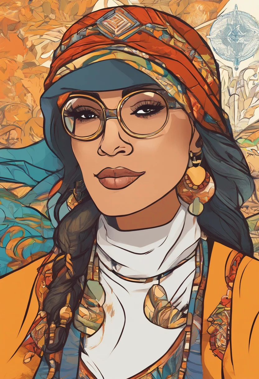 Arab woman with glasses, pele marrom, professora, Libanesa, SERIOUS WOMAN, nariz grande, Arte de personagem