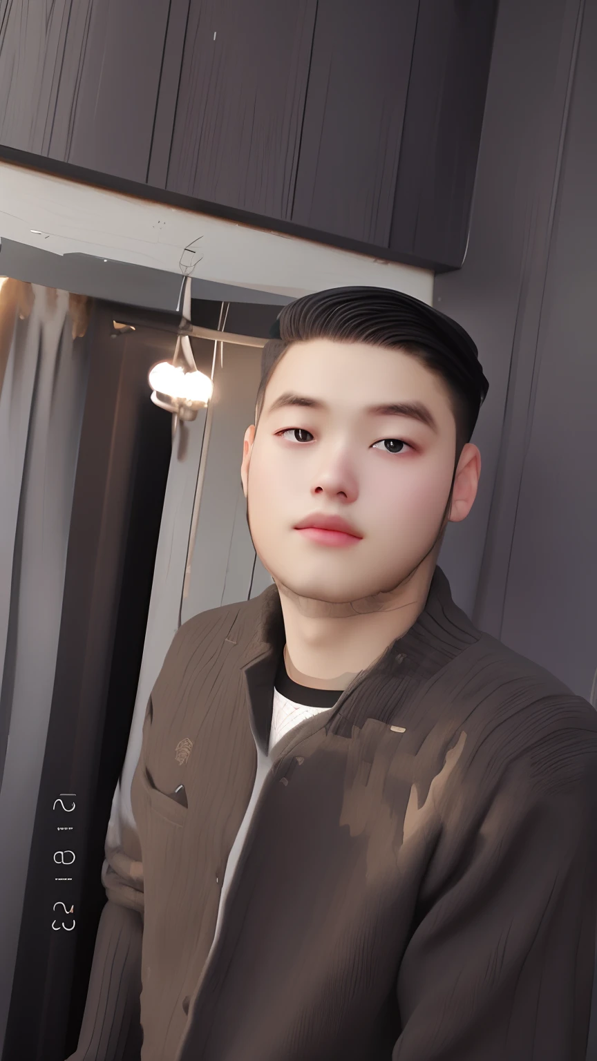 best quality,  anime_portrait, 1boy, solo, looking at viewer, short hair, simple background, black hair, brown eyes, closed mouth,  sweater, lips ,