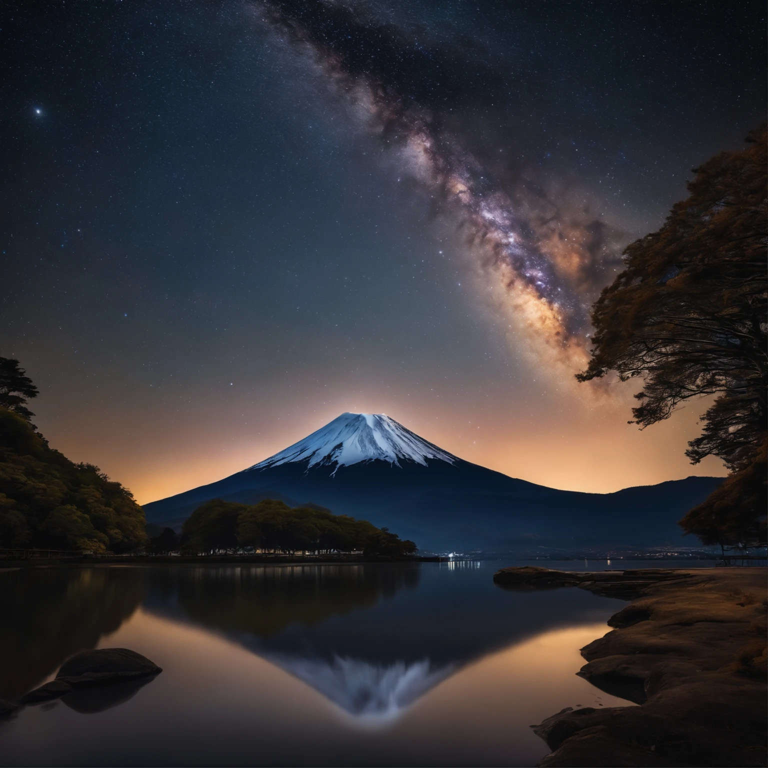 Master Parts、Superior Quality、superior image quality、The 8k quality、、Beautiful pictures of the starry sky、magnifica、Arched Milky Way、You can see Mt. Fuji