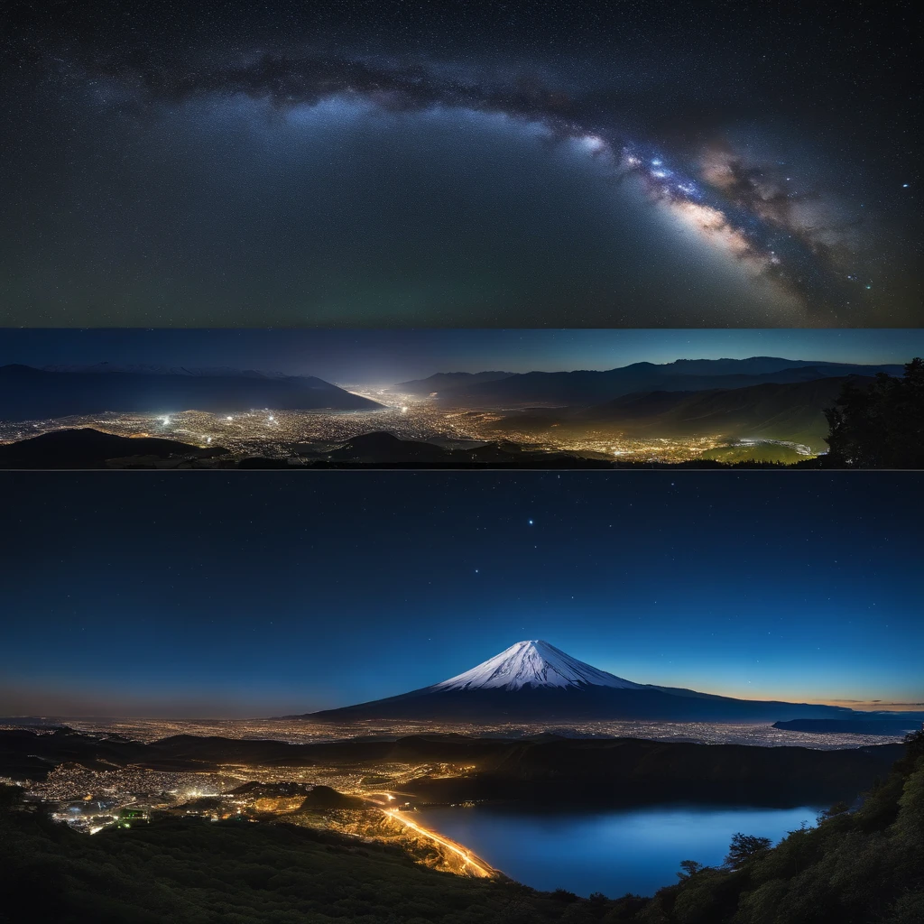 Master Parts、Superior Quality、superior image quality、The 8k quality、Beautiful pictures of the starry sky、magnifica、Arched Milky Way、mont.Fuji