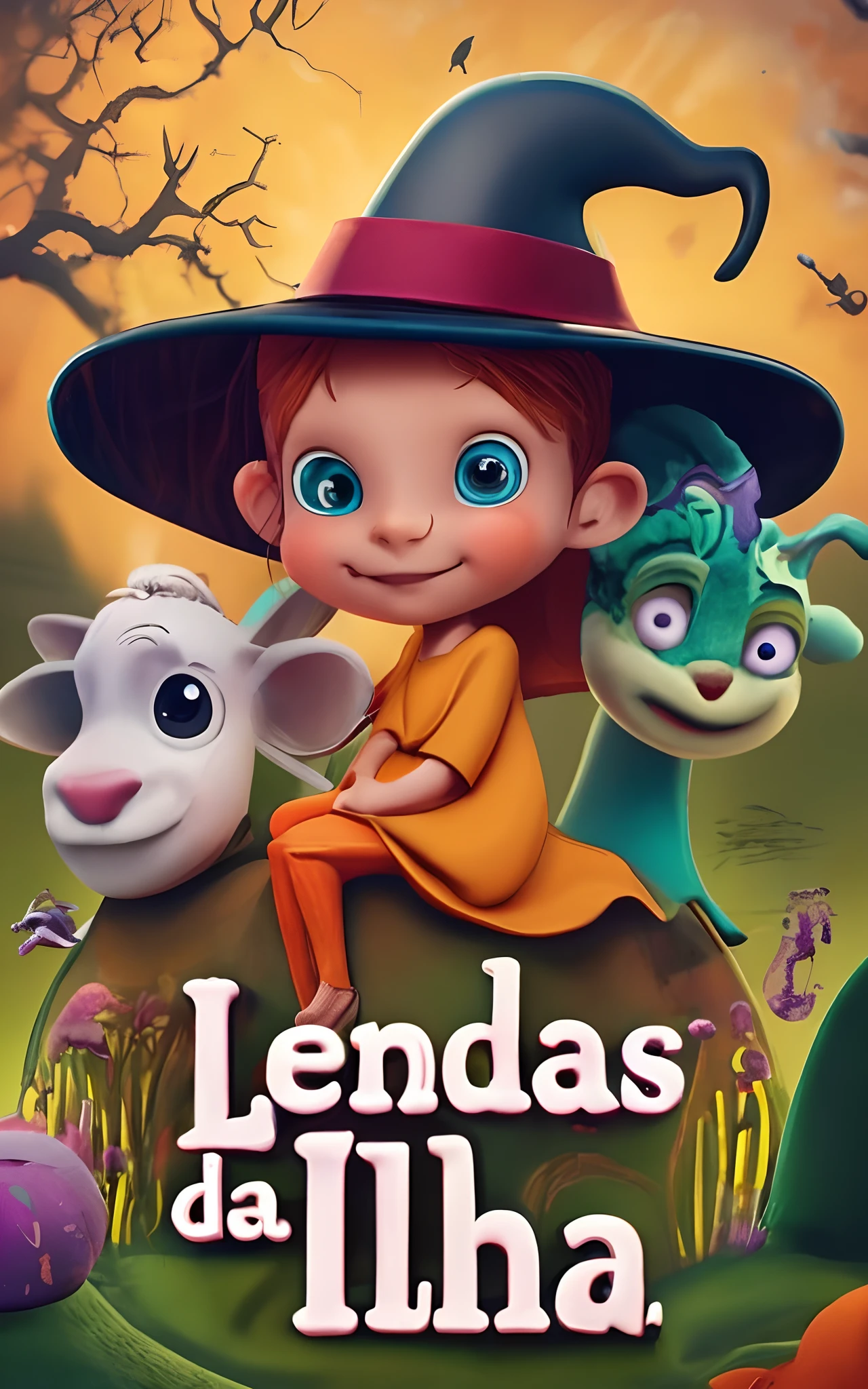 a cartoon movie poster for lendas da lunaa, Directed by: Luis Miranda, children's animated films, Album art, 3 d animated movie, programa de TV infantil, by László Talkative, Lucas Artistic Adventure, by Almada Negreiros, Directed by: Ignacio Zuloaga, animation film, animated film, arte chave, Arte Oficial