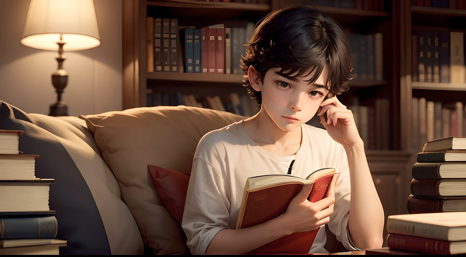 A boy read a books in our natural