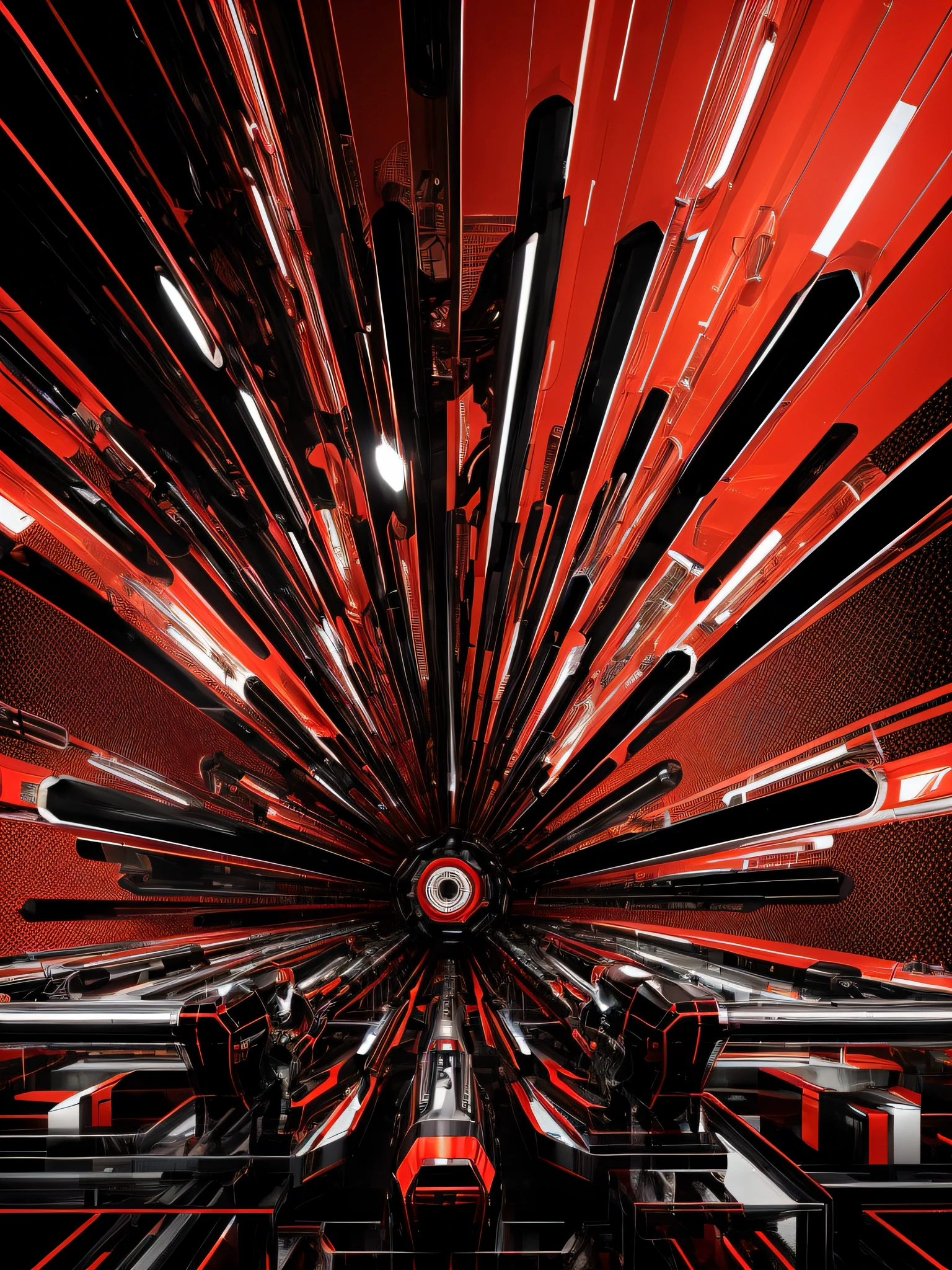 Embryos filled with mechanical tubes，Glass and metal，y2k，atom punck，Soviet punk，Soviet-style aesthetics，The background is an interweaving of black and red，Grandiose space background，a digital rendering, blender，c4d，Chrome