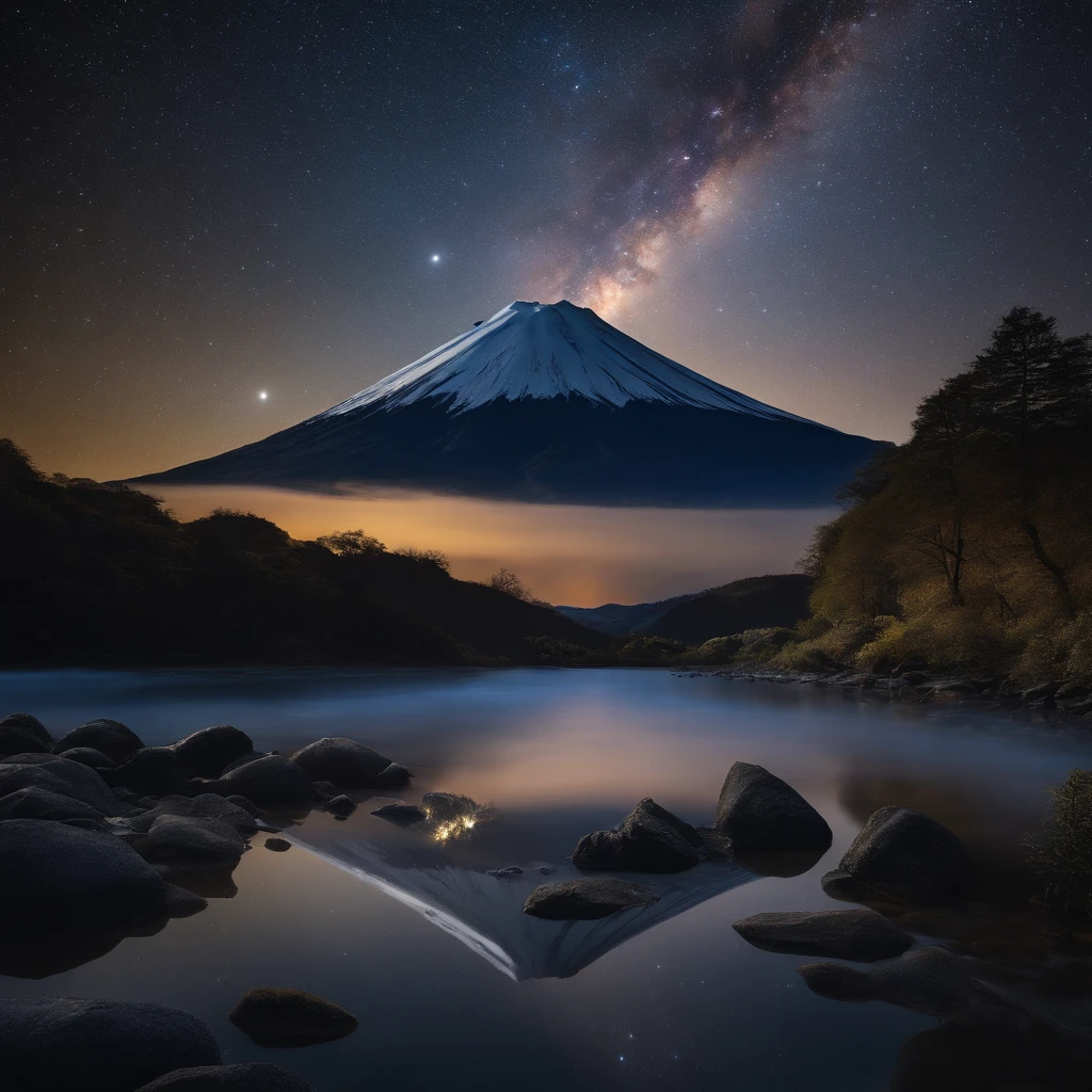 Master Parts、Superior Quality、superior image quality、The 8k quality、Beautiful pictures of the starry sky、magnifica、Arched Milky Way、mont.Fuji、Meteor swarm