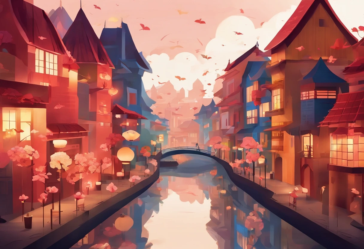 (best quality,4k,8k,highres,masterpiece:1.2),ultra-detailed,realistic,photorealistic:1.37,japanese-style city made of paper,origami,paper art,paper artwork,vivid colors,crispy details,paper structures,folding paper buildings,shimmering paper lanterns,meticulous paper craftsmanship,traditional Japanese architecture,geometric paper patterns,exquisite paper textures,ornate paper sculptures,elaborate paper gardens,serene paper cherry blossom trees,colorful paper koi fish,delicate paper cranes,floating paper boats in a small canal,soft natural lighting,subtle shadows,bright and vibrant color palette,intense hues of red, blue, and gold,paper textures adding depth and dimension to the city scene,evening scene with paper lanterns illuminating the streets,a sense of tranquility and peacefulness permeating the paper city.