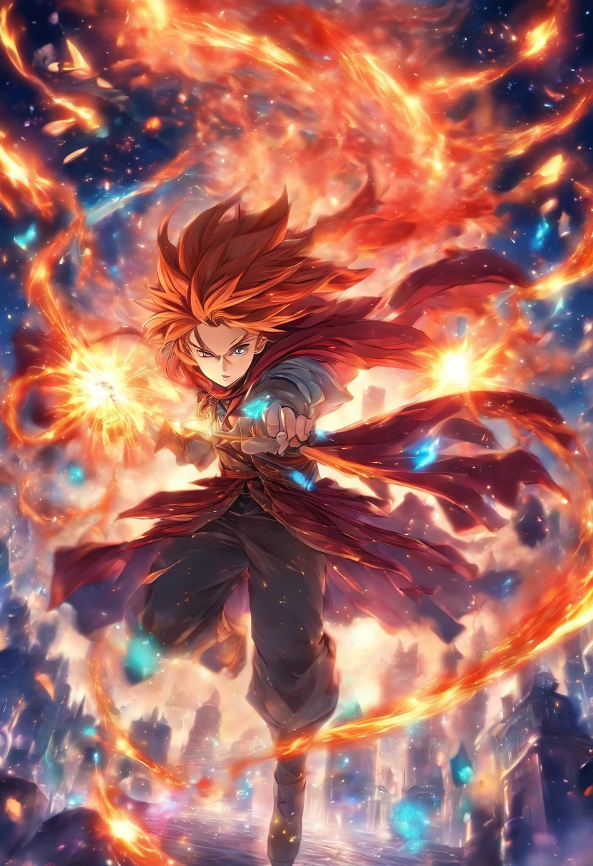 Masterpiece, Best Quality, Mixed Potion, Energy, Unknown Horror, Arcane, Magic Surround, Magic Surround, Wand, Books, Pages Flying in the Sky, Omniscience, Predicting the Future, Understanding the Past, Frost Magic, Warlock, Magic Circle, Pentagram, Spells, Chant Magic, Red Hair, Long Hair, --v 6