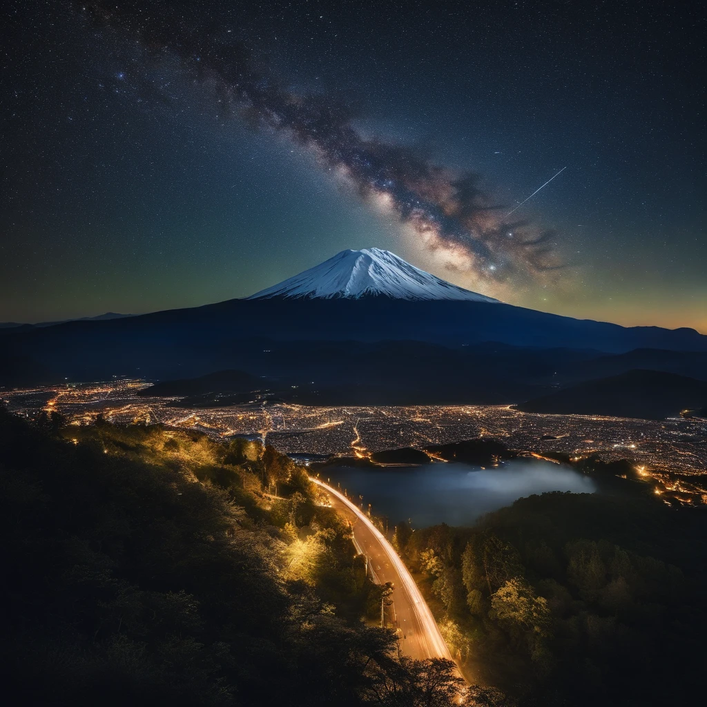 Master Parts、Superior Quality、superior image quality、The 8k quality、Beautiful pictures of the starry sky、magnifica、Arched Milky Way、mont.Fuji、Meteor swarm