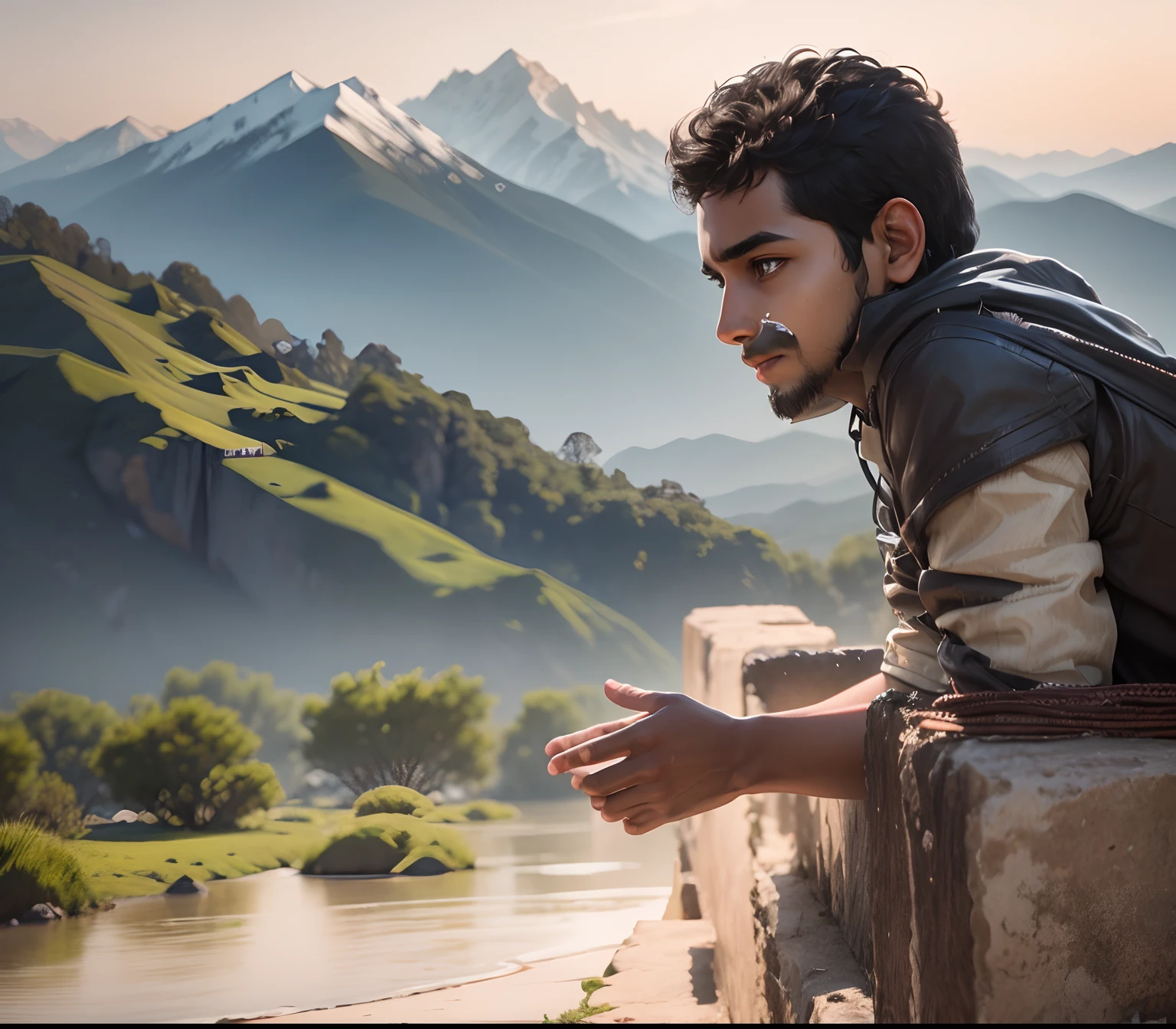 Retain originality of face ,natural face ,indian boy,mountain view ultra hd 4k