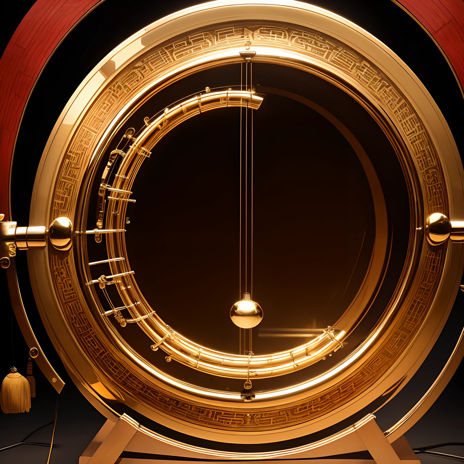 super high image, super detail, super high resolution, musical instrument, Chinese giant gong, mirror finish, professional lighting