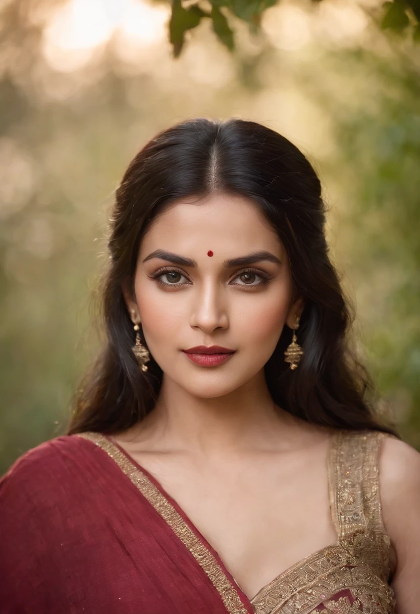 Deepti Bhatnagar, (((a deep reddish wound crosses her left cheek))) fair complexion, woman around 29 years old, large breasts, deep cleavage , natural black hair, distinctive green eyes, wearing kohl, slender and graceful, beautiful, candlelight in a medieval setting, ultra sharp focus, realistic shot, medieval female clothes, tetradic colors (scar:1.4)