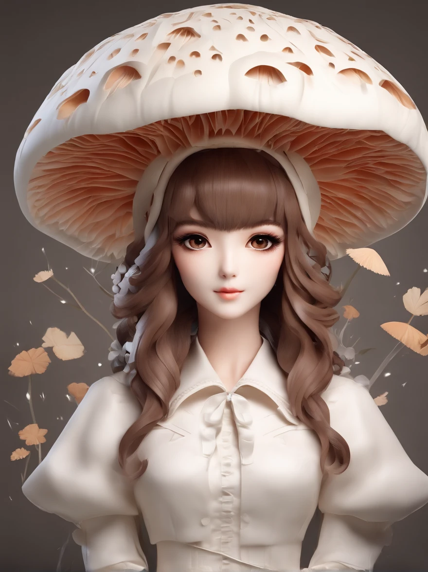 (mushroom on head:1.3)(Best quality), (masterpiece:1.3), (realistic painting:1.36), (realistic), ultra-detailed, Cute fox girl