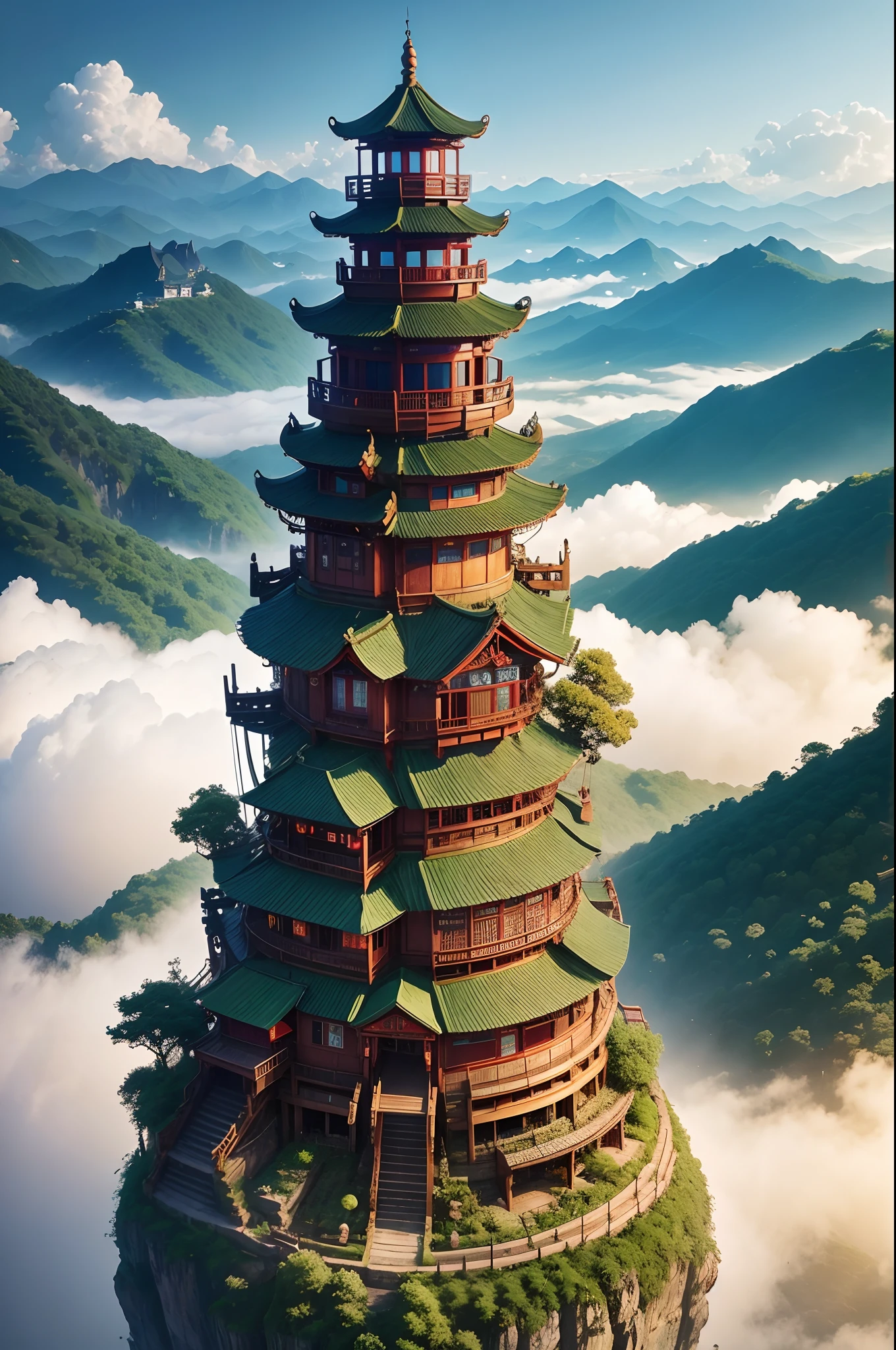 Fairyland on earth,Guizhou Ancient Town,bamboos,willowy,Sea of Clouds,Beauty in the clouds,Guizhou Town,Snowflakes fluttering,Foggy background,Broad field of view,colors full,hyper HD,Ultra-detailed aesthetic scenery,Ultra HD ultra-wide angle,Real view,live shooting。