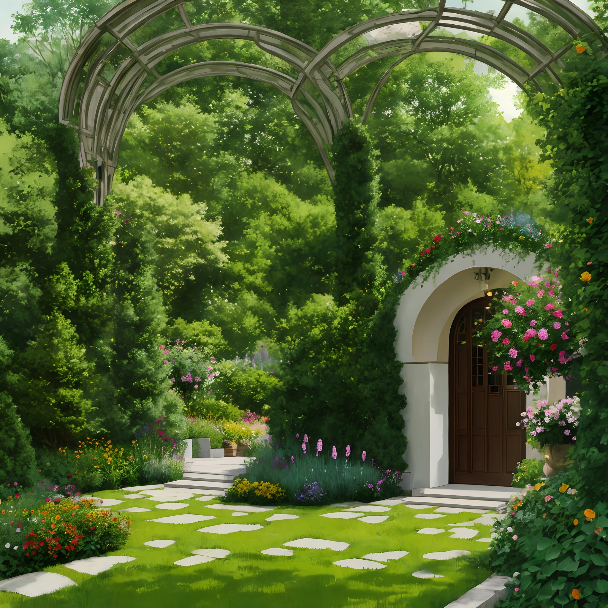 Garden design for functional hall entrance