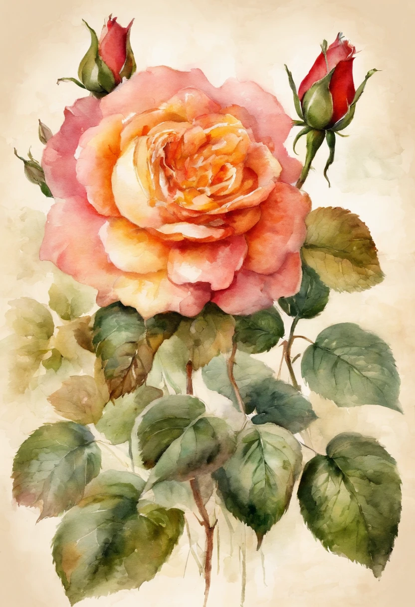 Vintage handmade descriptive rose, French style, Had a wonderful old school time, No black