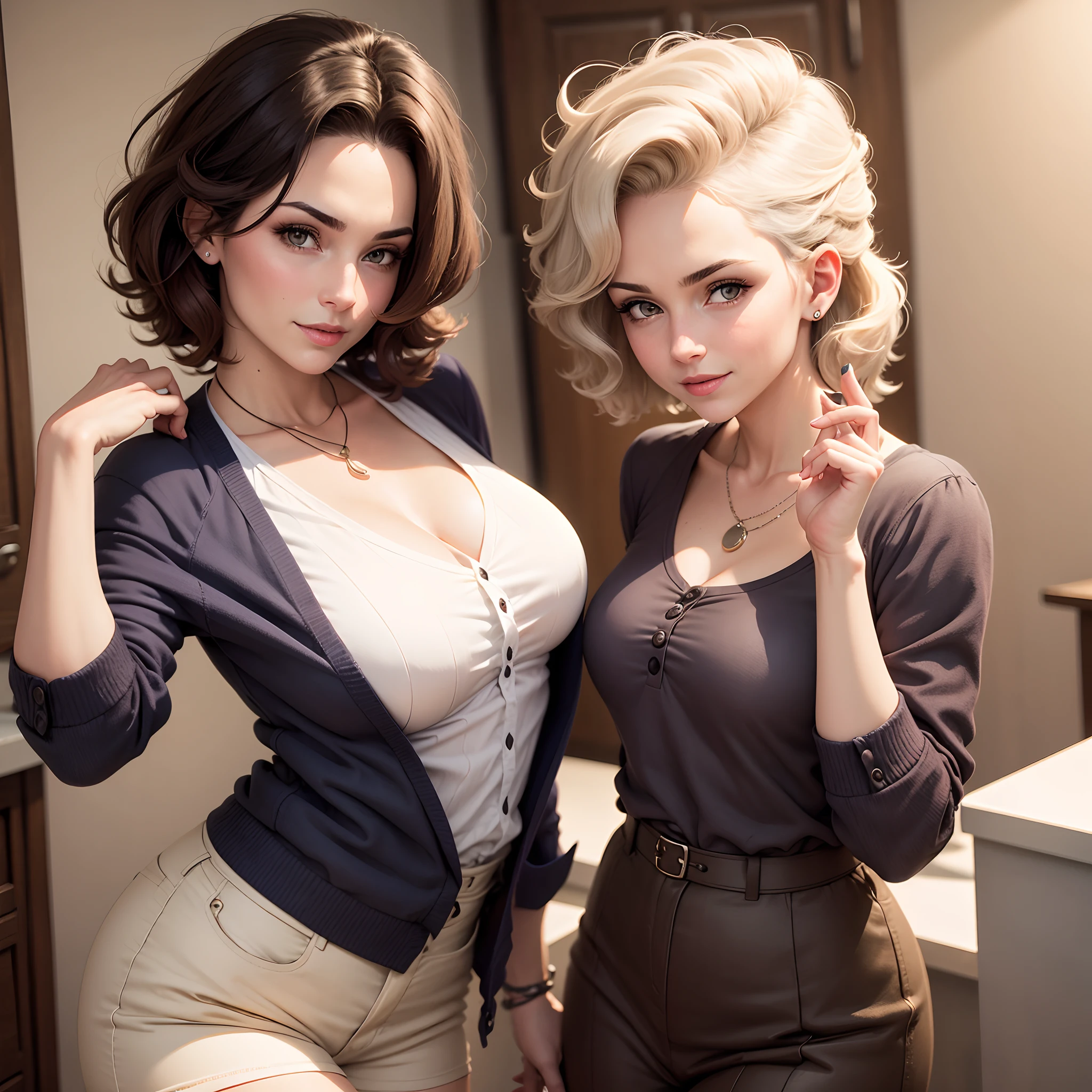 old style hair, old style clothes, tomboy, mid 40s milf, flirting with viewer
