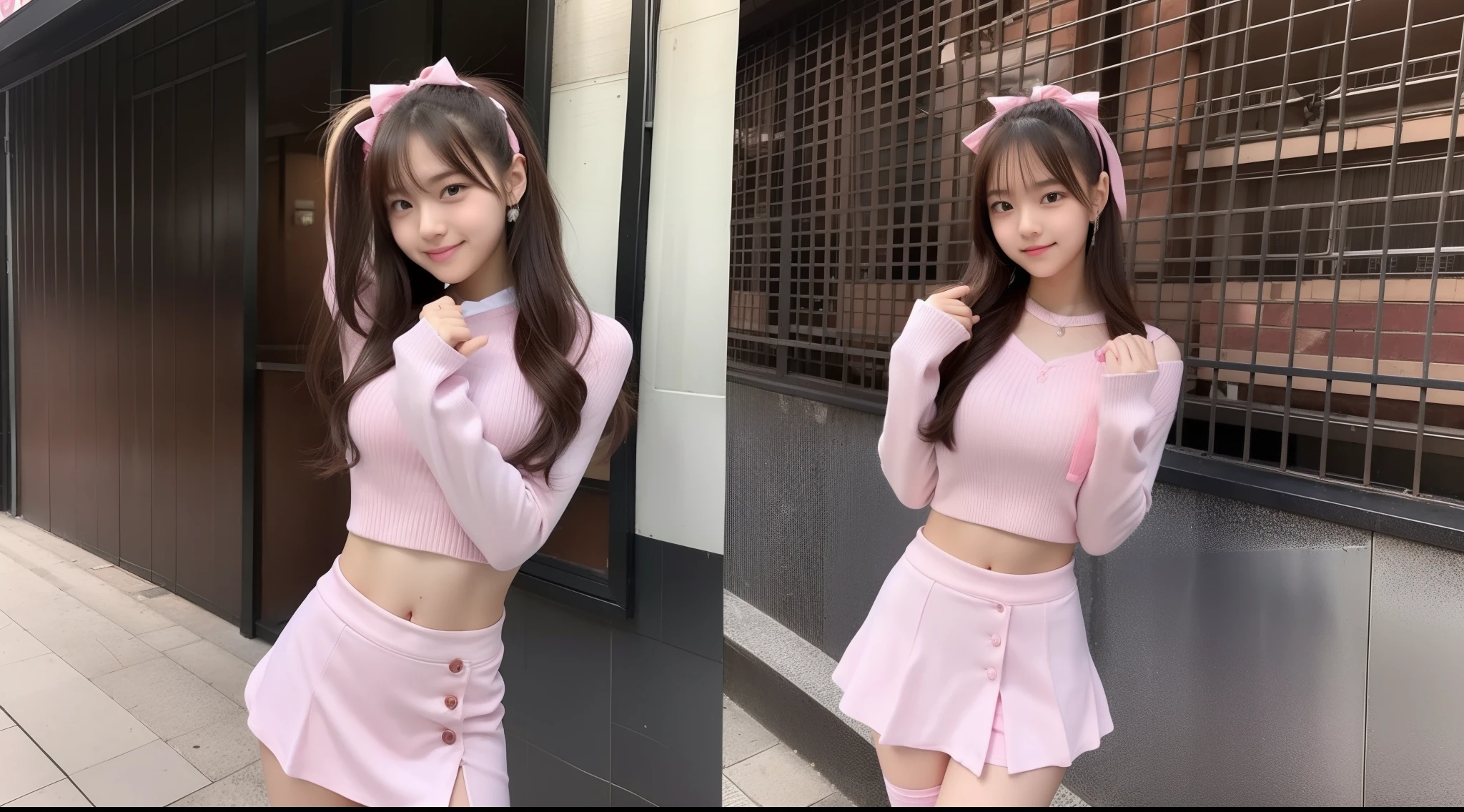 18-year-old cheergirl in a pink miniskirt