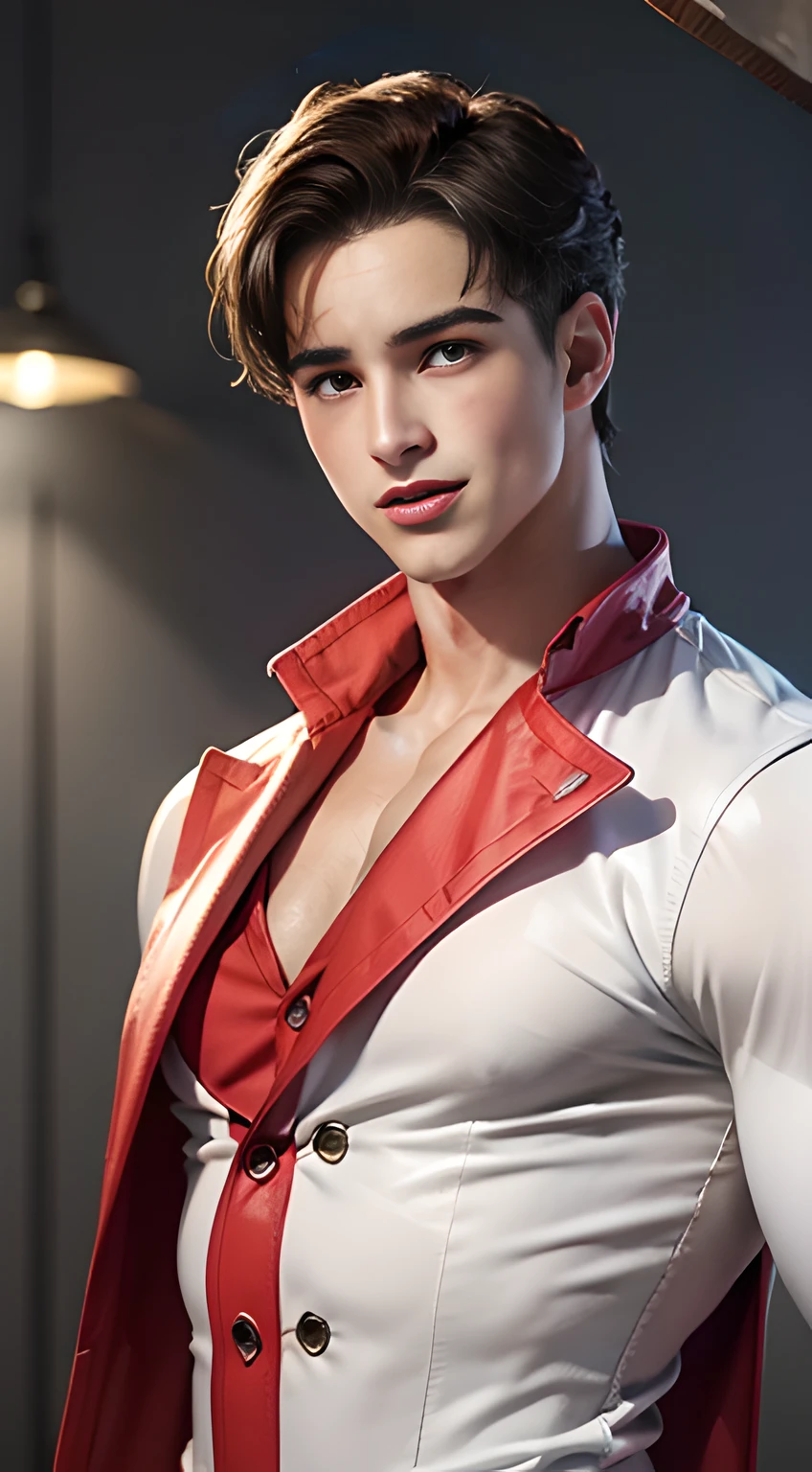 ((Men only)), ((head shot)), ((Pietro Boselli)), (sunburned skin), (Handsome muscular man in his 20s), ((wearing orange tuxedo)), (showing his cleavage), (big smile), (detaile: 1 in 1), Natural muscles, HIG quality, beautidful eyes, (Detailed face and eyes), (Face、: 1 / 2), Noise, Real Photographics、... ...................................................................................................................PSD, Sharp Focus, High resolution 8K, realisitic & Professional Photography, 8K UHD, Soft lighting, High quality, Film grain, FujifilmXT3