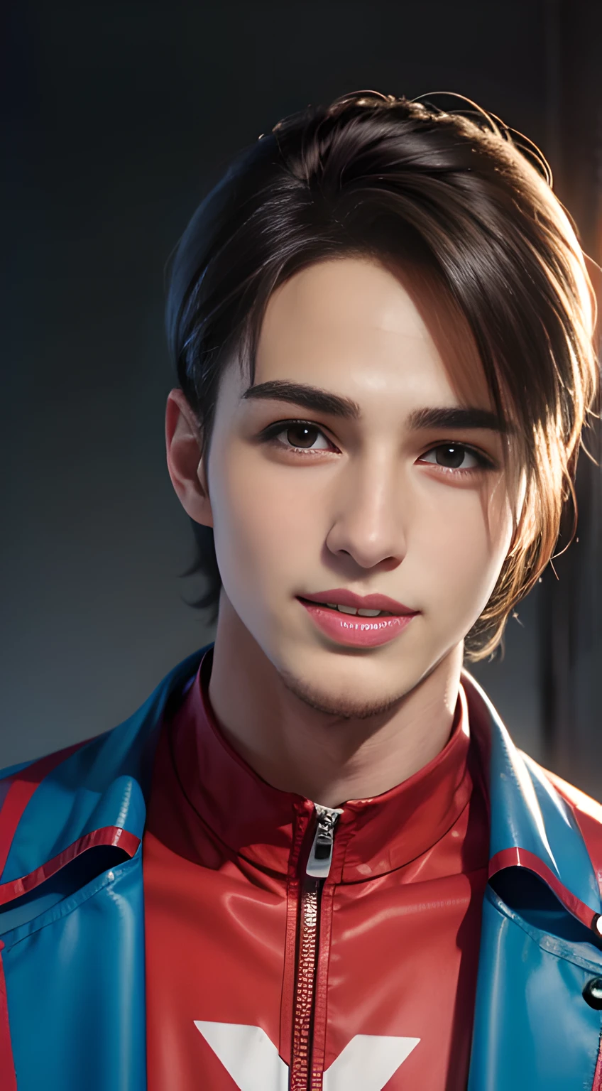 ((Men only)), (head shot), (face only), (look straight), (handsome muscular man in his 20s), (pilot), (The male pilot wears red uniform, adorned with insignia, complemented by a fitted white cap), (airplane in the background), (Leon Kennedy), (short hair), (Mischievous smile), (detaile: 1 in 1), Natural muscles, HIG quality, beautidful eyes, (Detailed face and eyes), (Face、: 1 / 2), Noise, Real Photographics、... .................................................................................................................PSD, Sharp Focus, High resolution 8K, realisitic & Professional Photography, 8K UHD, Soft lighting, High quality, Film grain, FujifilmXT3