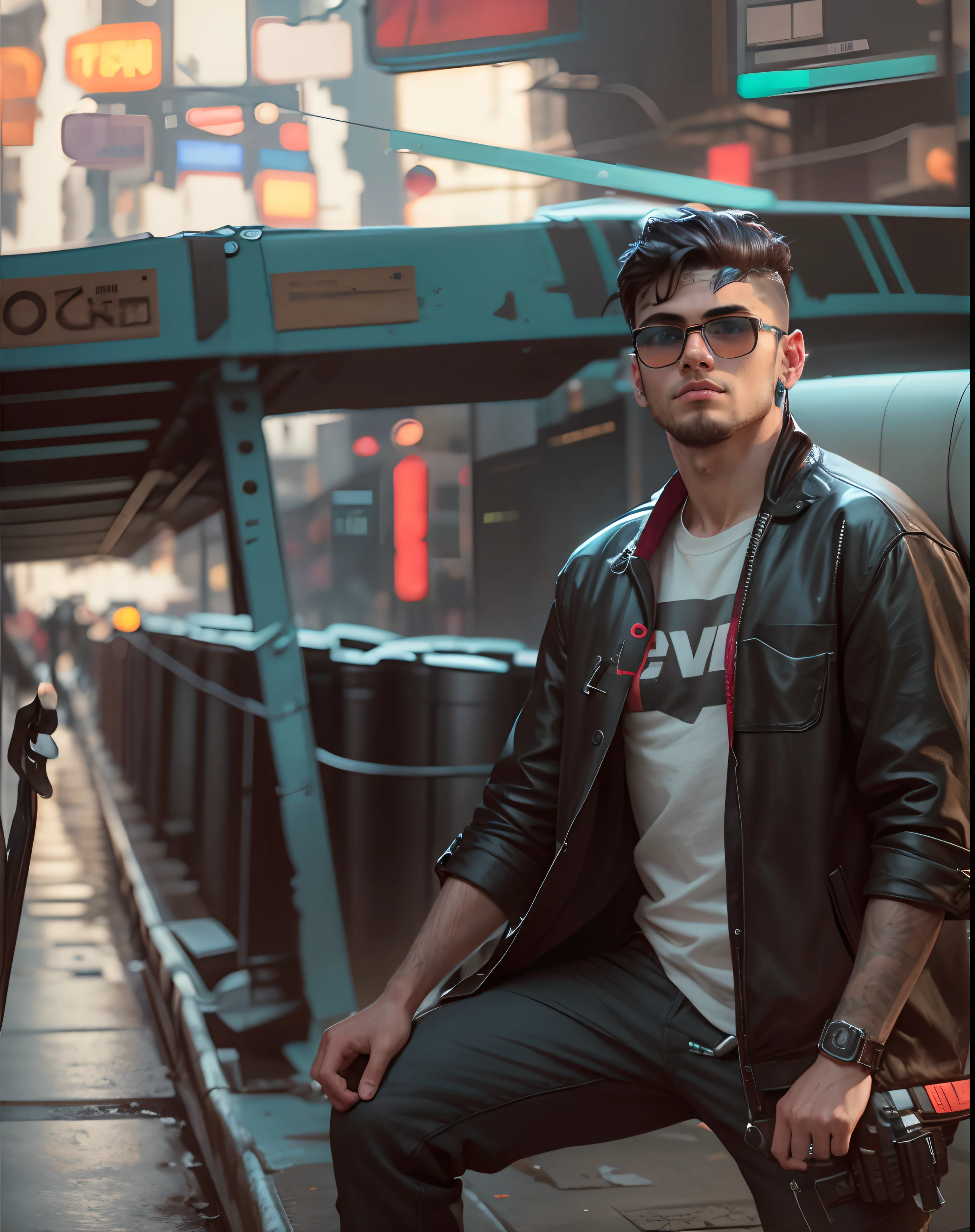 Change background cyberpunk handsome boy, realistic face, 8k ultra realistic