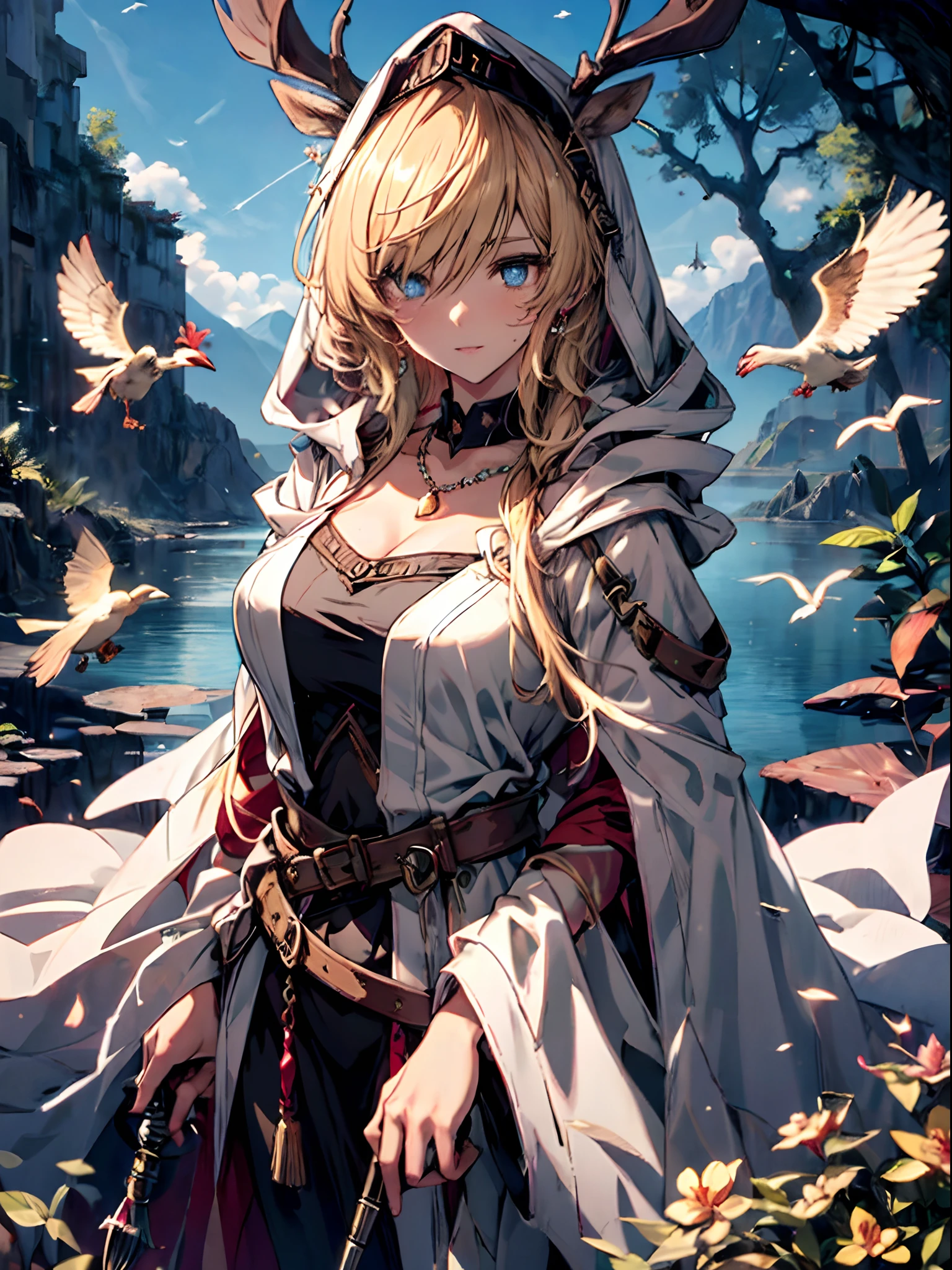 An exquisite masterpiece, Beautiful details, Colorful, Fine details, Detailed lips, Intricate details, Masterpiece, Top quality, Realistic, Ultra detail, Super detail, (Glossy glossy skin, Sweaty: 1.4), Absurdity, Camera gaze, Dynamic lighting, high resolution, Sharp focus, Depth of field, Detailed eyes, Sharp eyes, Realistic eyes, The protagonist, Japanese , The protagonist, She is a beautiful girl with long blonde hair, Blue eyes, and star-shaped pupils, After reincarnation to another world, She already possesses magical and adventurous abilities. She was glad she was so cute,Look at the face in the mirror,ssmile. Her smile is expressed in intricate details and realistic descriptions, Use words like quality, Image quality, detail, Masterpieces, offcial art, Masterpieces, Authentic masterpiece and detail. Her face is a human body based on human anatomy, Her fingers were not deformed. Her pupils are attractive, Has a clear blue color and exaggerated star-shaped pupils.
She is also interested in otherworldly clothing, Try on colorful dresses and accessories. She chose clothes that looked good on her,Show off her sense of style. She wore a white lace dress,Pink ribbons and floral ornaments tied around the head. She wears a pearl necklace around her neck,ear piercings. She wears white gloves on her hands,He wears white socks,Wear pink shoes on your feet. She wears a small heart-shaped brooch on her chest. She has feathers on her back,Looks like an angel.
She is also fascinated by otherworldly magic, So she grabbed a spell book and a wand to try her hand at magic。。。。. She uses magic with attributes such as fire, water, Zephyr makes fireworks, Buble, and balloons in the air. She casts the spell she learned from the spell book,And release a glowing ball from the wand. She waved her wand,Draw colorful patterns and letters in the air。. She pointed to her wand,Move small animals and dolls. She threw her wand,Pick it up in the air.
She is also obsess