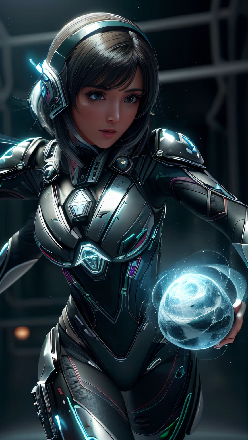 ((Mejor calidad)), ((obra maestra)), (detallado: 1.4), 3D, una imagen de una hermosa mujer ciberpunk con cabello corto ojos detallados, hermosos labios detallados, y voluminoso, light particules, Pure energy, caos, antitech, HDR (High Dymanic Range), Ray Tracing ,NVIDIA RTX, Super-Resolution, Unreal 5, Subsurface dispersion, Texturizado PBR, Posprocesamiento, Anisotropic filtering, Profundidad de campo, Maximum clarity and sharpness, Texturas multicapa, Albedo y mapas especulares, Sombreado de superficie, Accurate simulation of light-material interaction,Proporciones perfectas,Octane representation,two tone lighting,Apertura amplia,ISO bajo,Balance de blancos,Regla de los tercios,RAW 8K