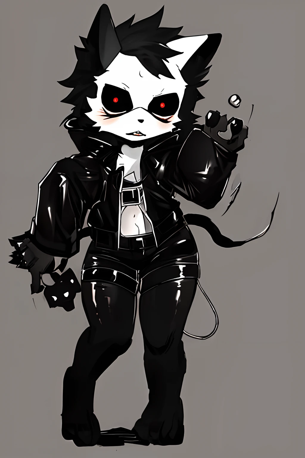 Cute puro furry wearing a leather jacket
