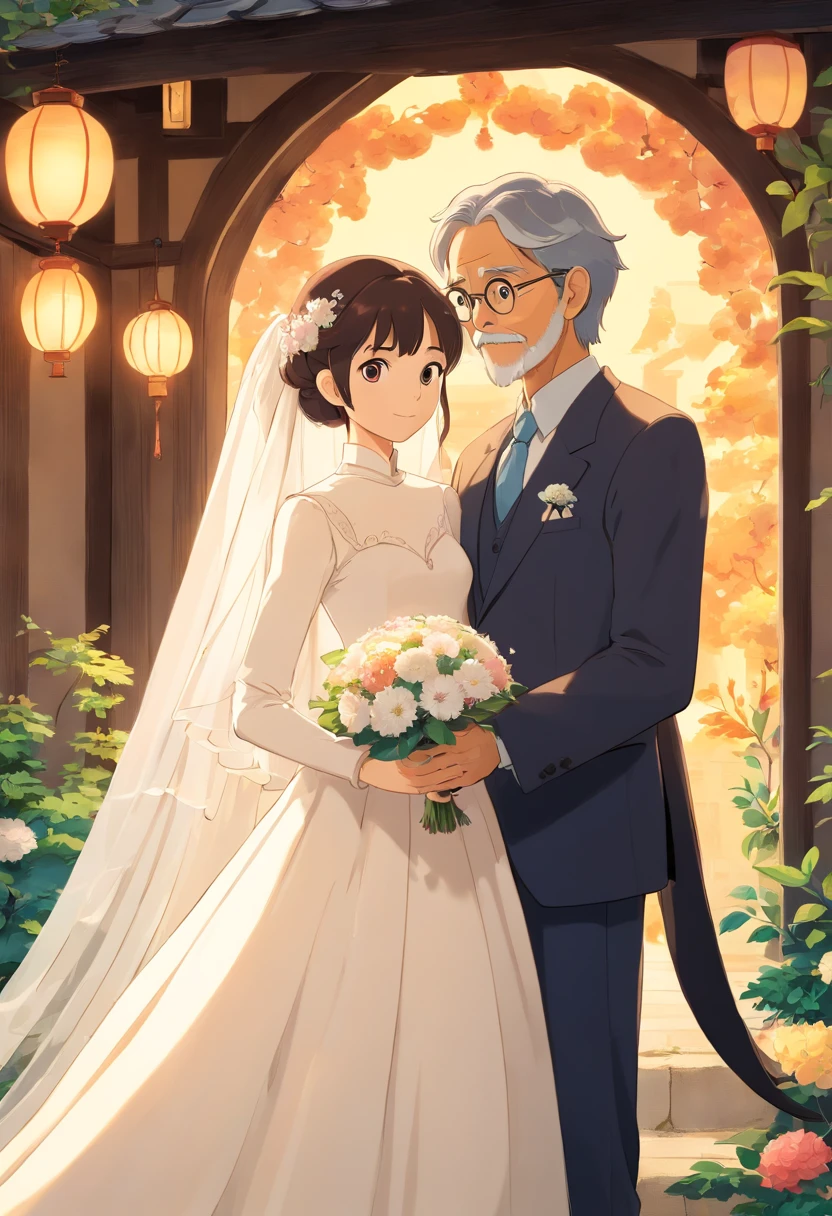 （Poster design）Wedding poster，The bride and groom hold a Siamese cat