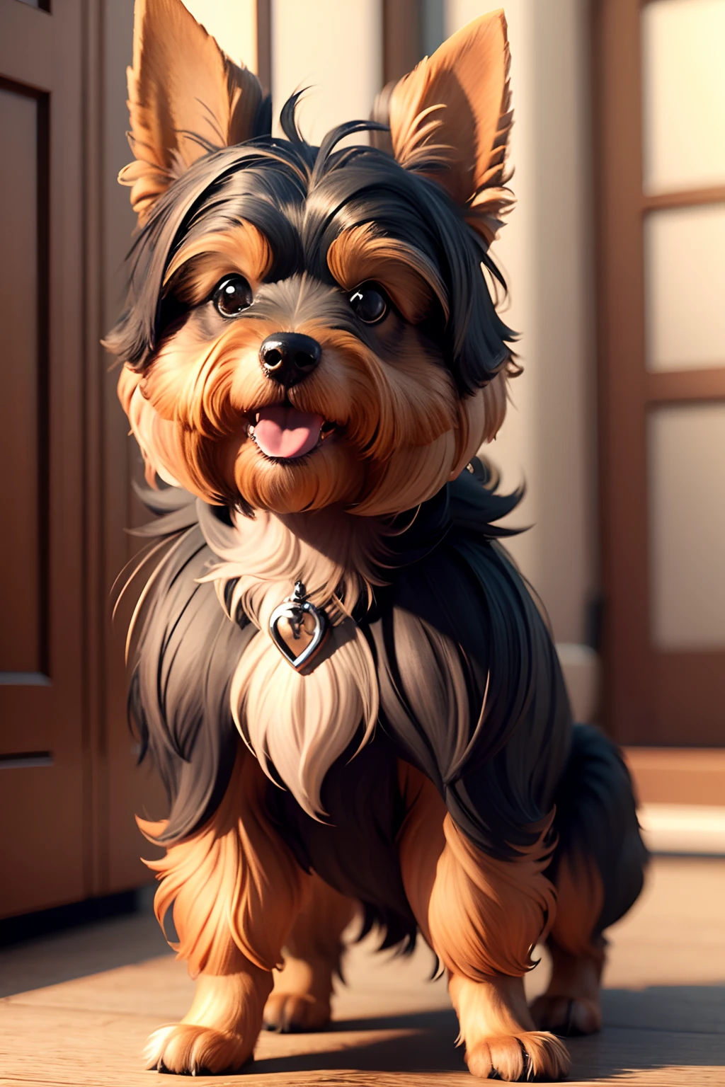 3d image happy yorkshire terrier