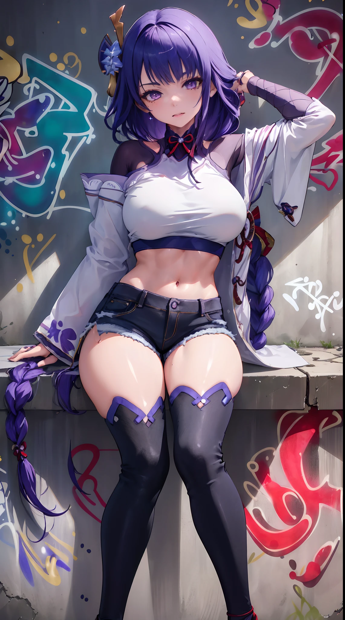 cowboy shot,(atsuko_bluearchive), 1girl,(white hooded jacket,black leotard),(highleg), purple hair,middle hair, ribbon, (upper body:1.3),open mouth, embarrassed ,blush,(spread legs:1.3),(legs up),(pose partially visible vulva),perfect anatomy,masterpiece,high resolution, ultra-detailed,game cg,dutch angle ,beautiful detailed eyes,visualart,five fingers, perfect hands, perfect lighting, Noise Reduction,