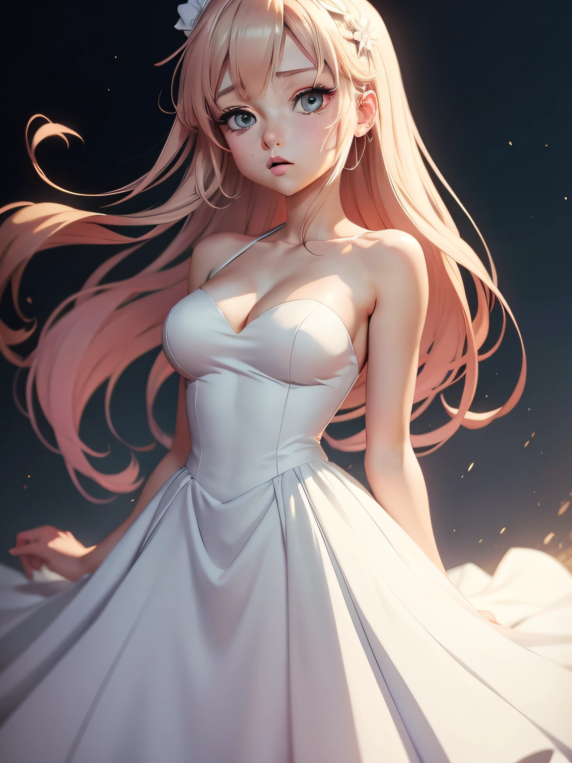 anime coloring, anime screencap, 1girl, white gown, upper body