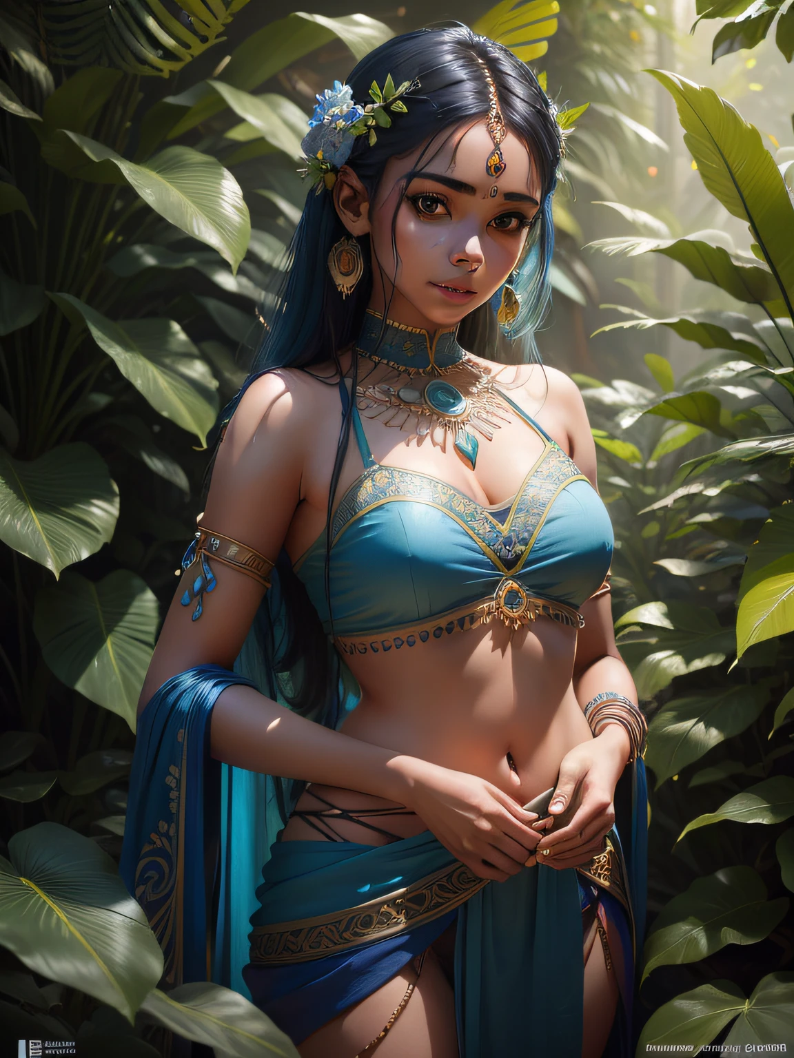 girl, ancient atlantian princess, light blue hair, tanned skin, royal dress, accessories, small breasts,naked,battle facepaint, vibrant appearance, creative behavior, imaginative, sensual, spontaneous, highest quality, skin texture, intricate details, (cinematic lighting), RAW photo, 8k