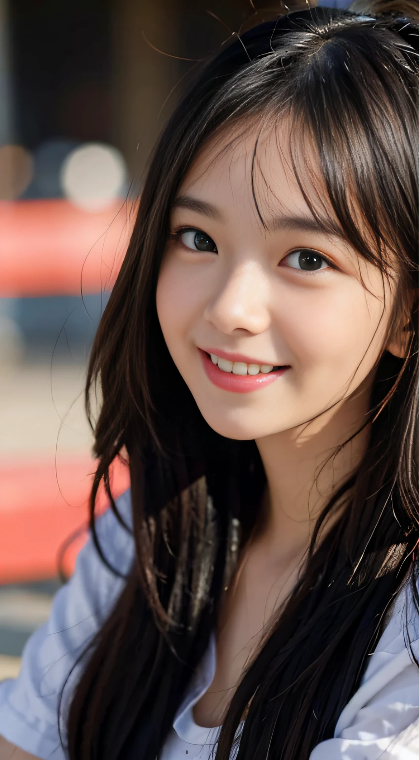 High resolution、32k、highest quality、Live Action、Carefully reproduced down to the last detail、Realistic、high school girl、、cute、nice、beautiful、cute、Adorable、Transparency、spouse、smile、clear、pure、The best beautiful girl、Semi-nude、Exposed soft skin