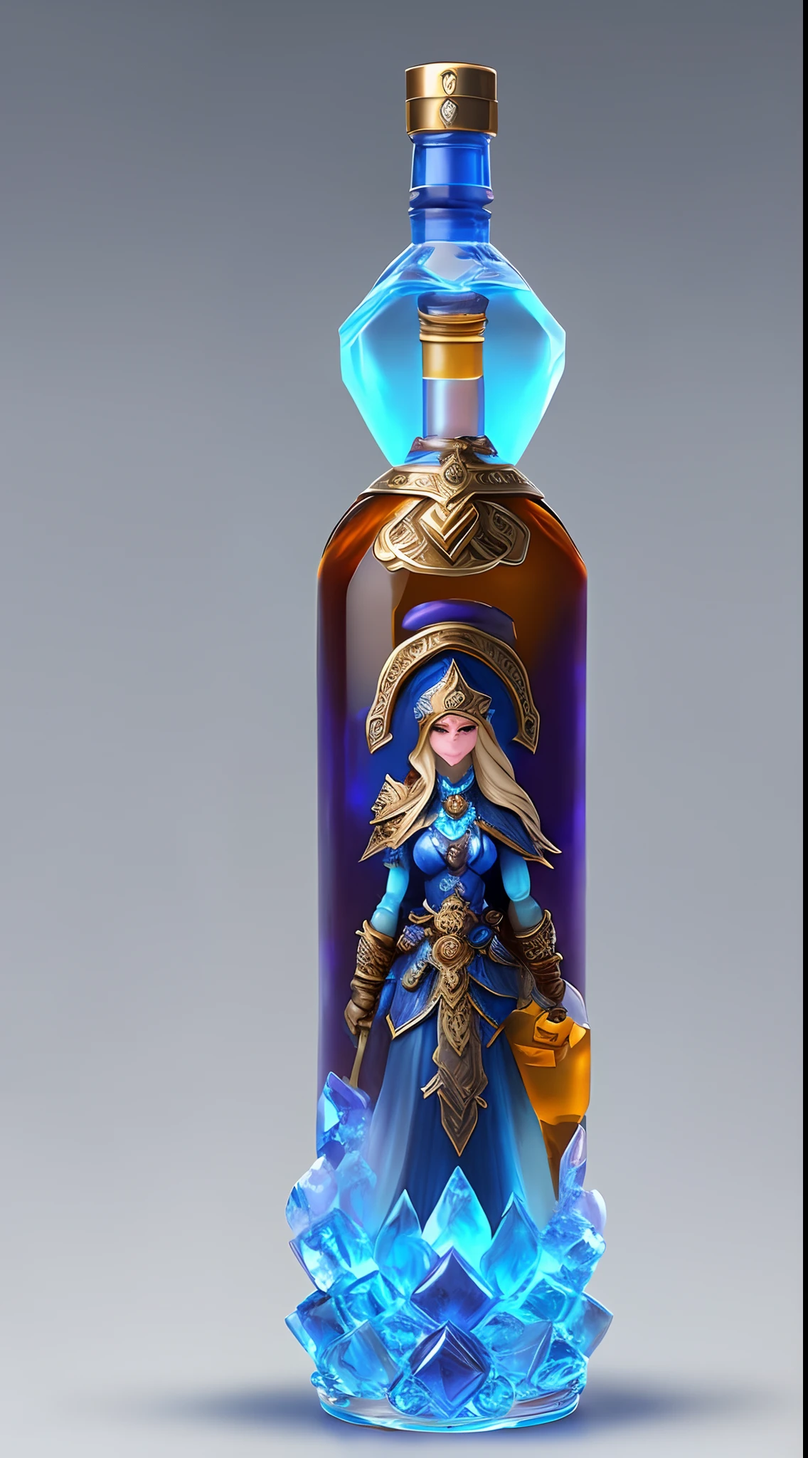 Dota 2 Crystal Maiden brand brandy, exquisite bottle, single bottle, ice crystals, crystal maiden holding a bottle