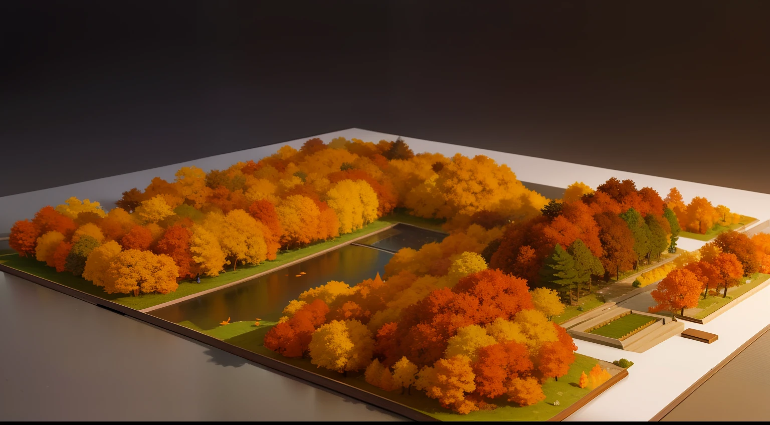 Paper Craft Semi-Three-Dimensional Landscape of autumn leaves in Japan