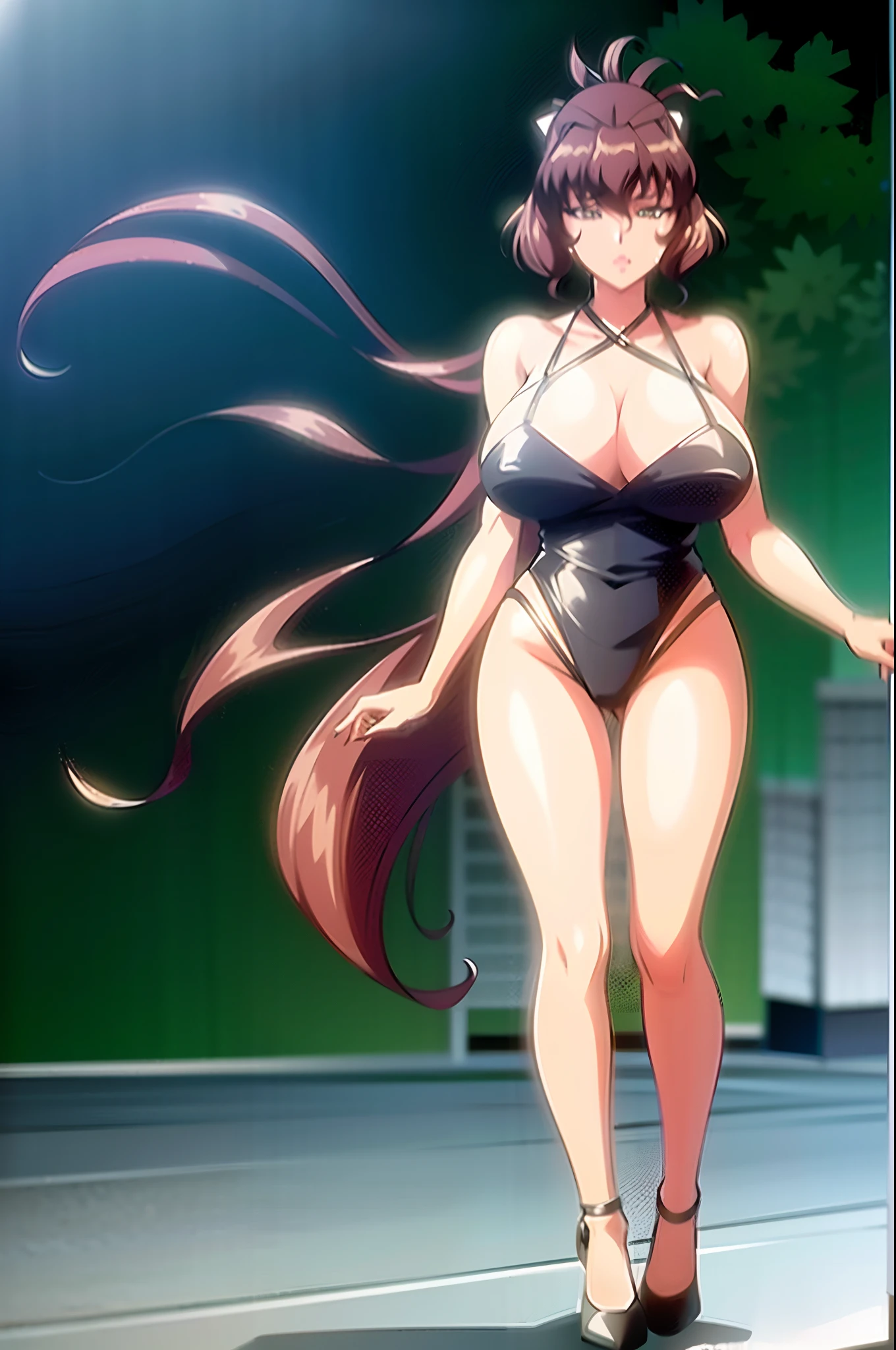 Kitagawa Utamuro style, anime visual of a young woman,(Masterpiece), (Best quality), (Ultra detailed) Focus on the face Delicate and beautiful face High ponytail.stiletto,城市,Outdoors,Stand up,long leges,Mature woman,Big breasts wife,Married Woman,Mature woman,office lady,(Masterpiece), (Best quality), (Ultra detailed),(Disheveled hair),huge tit,Stiletto heels,Slender and tall,Exquisite details