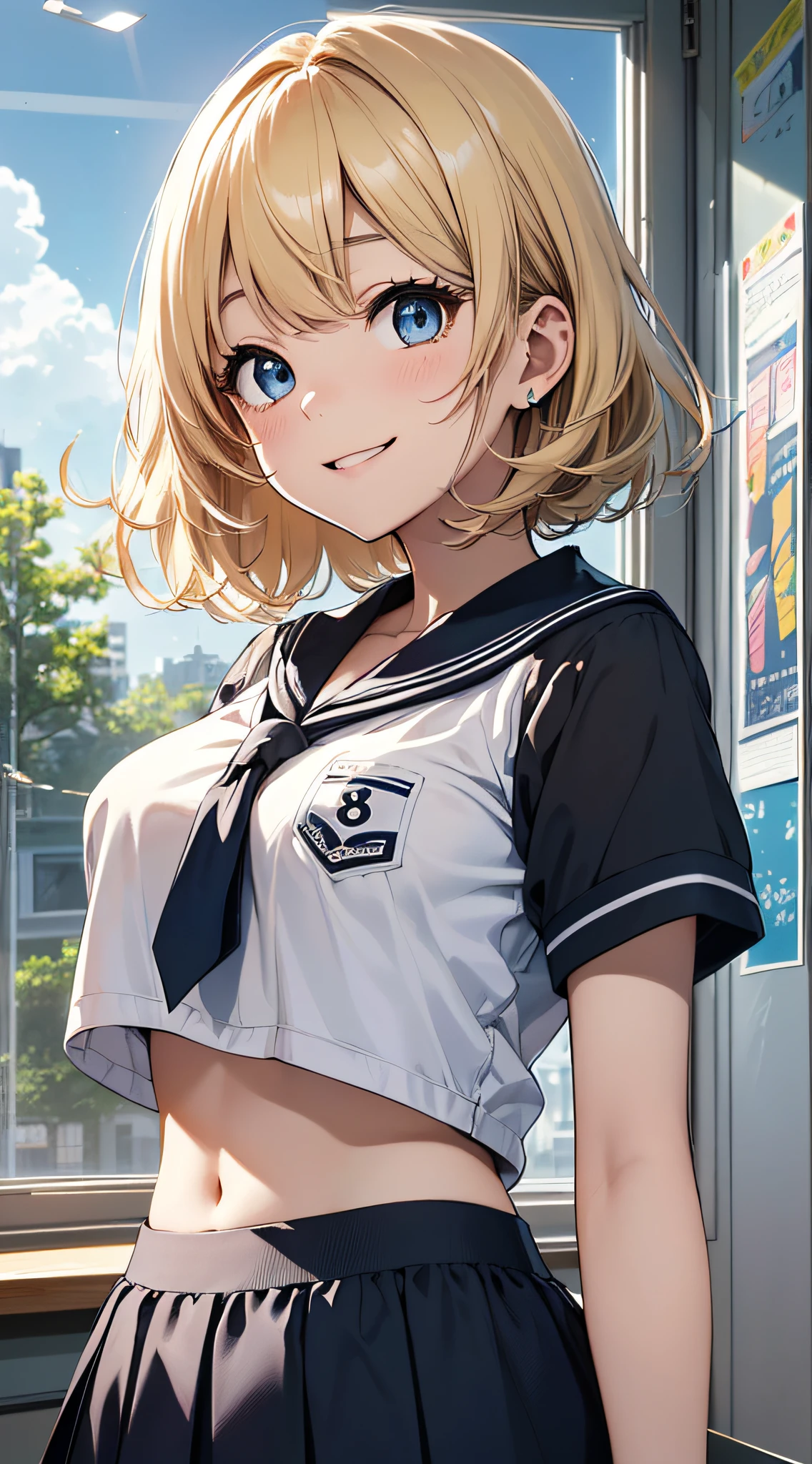 2 The girls face each other, face shame, Short hair, surreal, 4K, professional photos, *********** girl, HDR, detailed face, uniform (open sailor uniform, wet school uniform, inner wearing), masterpiece, (light), beautiful background, realistic background, realistic photo