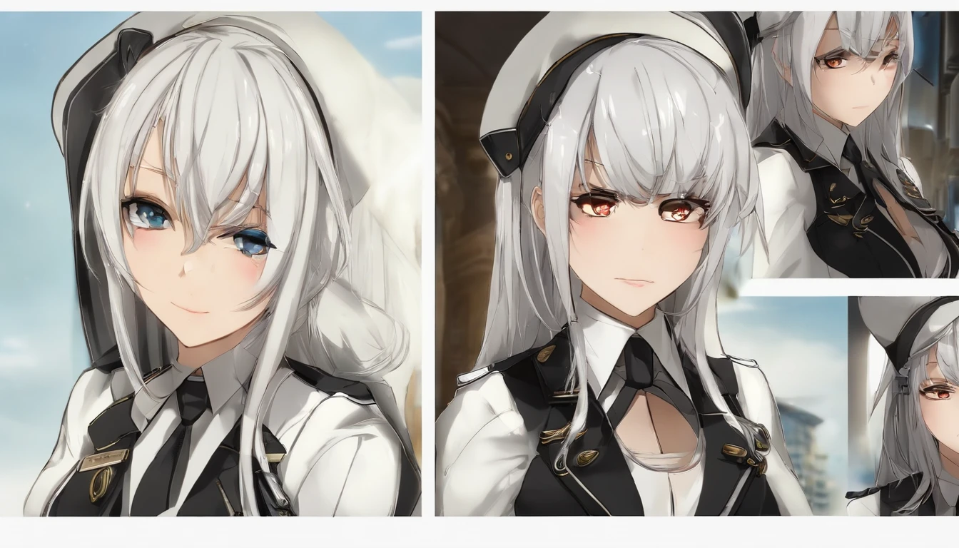 sozinho, retrato, 1girl, seios, Esdeath, clivagem, Gargantilha, sozinho, cabelos longos, dentes cerrados, seios grandes, Uniforme militar, dente, gargantilha preta, franja separada, suit jacket, 鎖骨, dentro, (((master part))), (extremely high quality), ((rosto perfeito)), olhos muito profundos, (Cinematic lighting), Olhos detalhados, melhor qualidade, Bishoujo, luz lateral, Altas, (detalhes intrincados), tampa com pico,