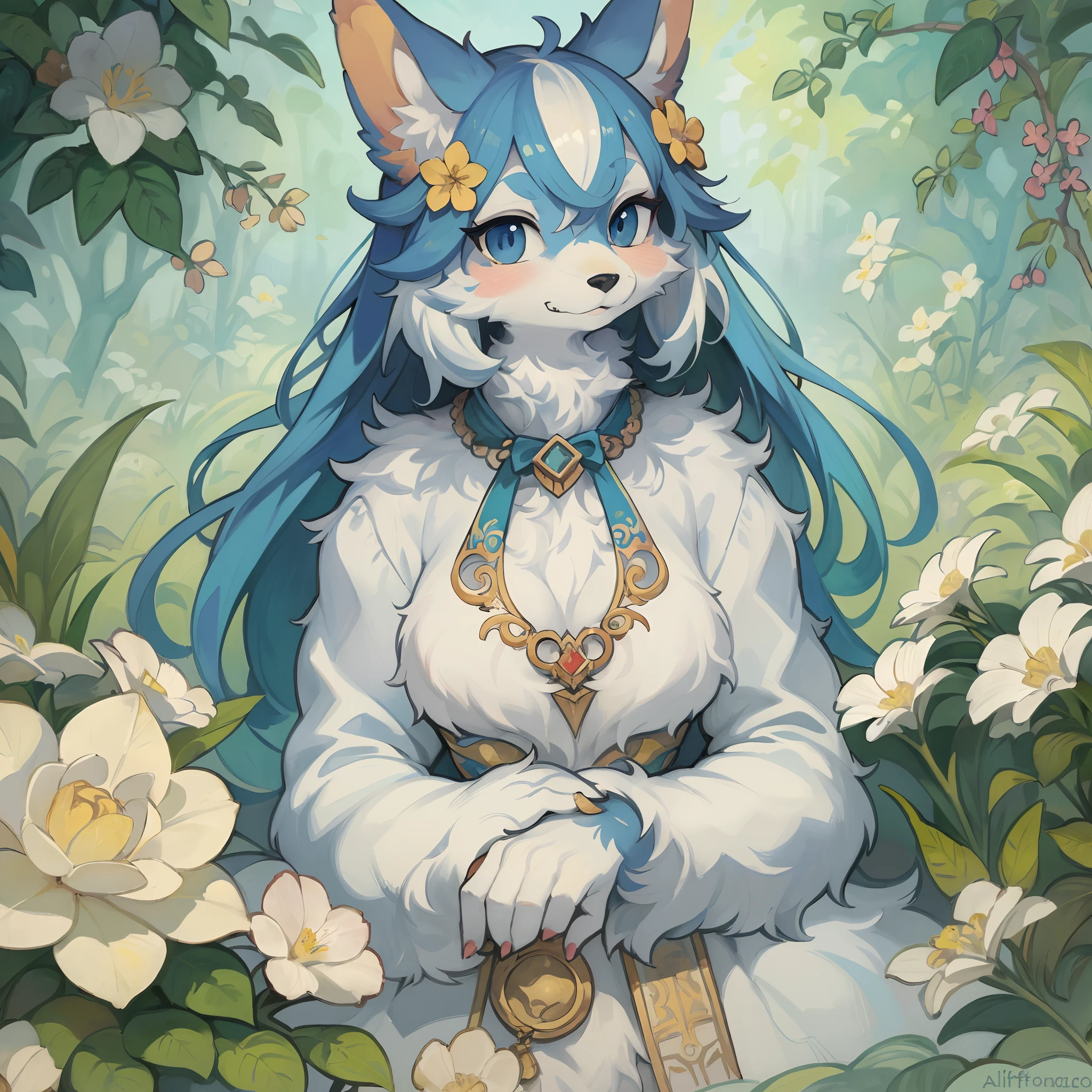 highres, top quality, best quality, paid reward available, High-quality illustrations by Alfons Mucha, unparalleled masterpiece, perfect artwork, absurdres, logo mark, stamp, Geometric pattern, vector-art, masterpiece(kemono, furry anthro)flower,