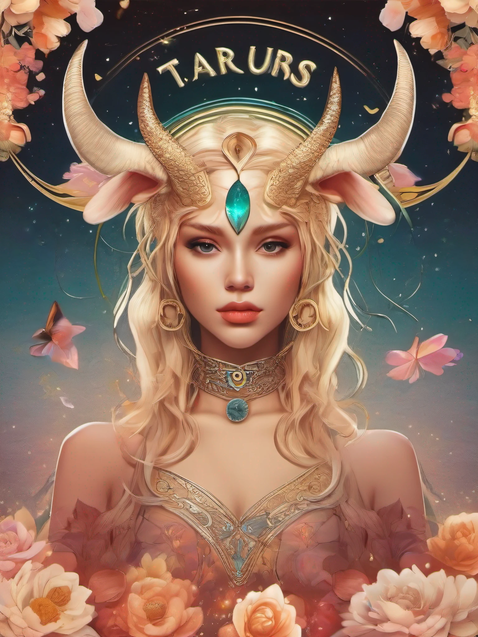 (obra-prima, qualidade superior, Signo de taurus, Melhor, Arte Oficial, Beautiful and Aesthetic:1.2), 1girl, (Arte Pop:1.4), (taurus), (Arte Nova:1.1),(taurus)