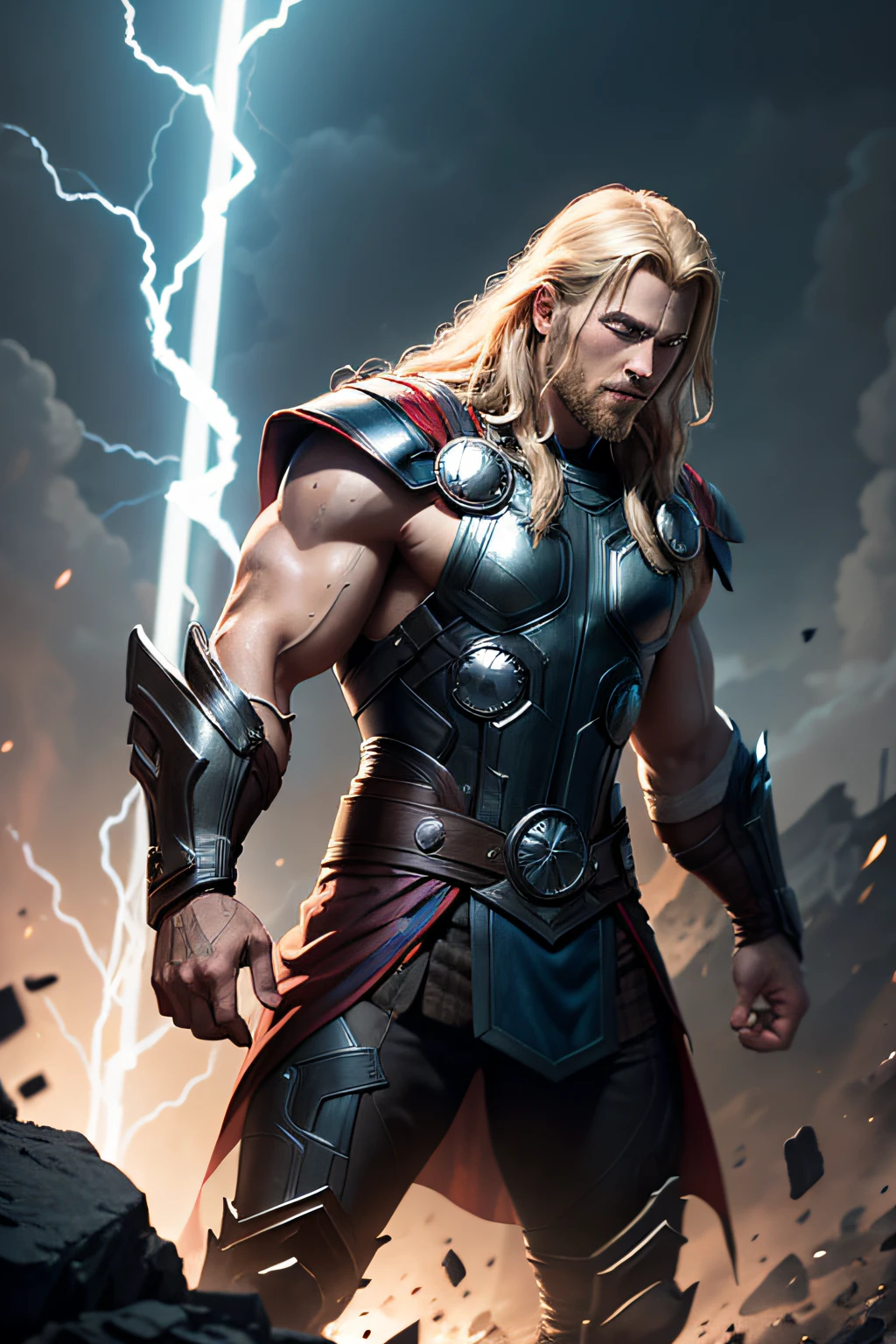 Thor com Raios caindo sobre ele