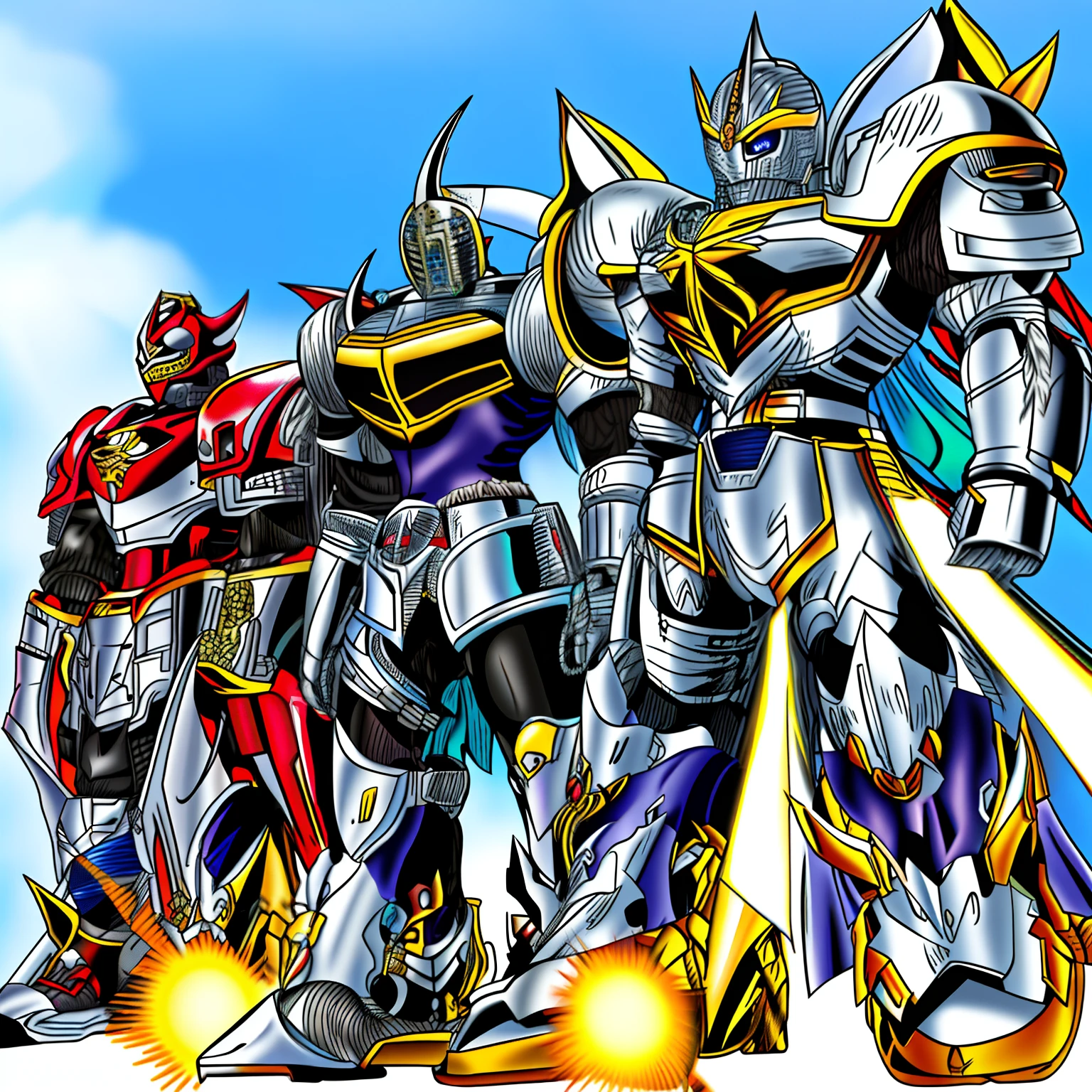 sentai knight, metal hero, mask, ultrawoman, full body,