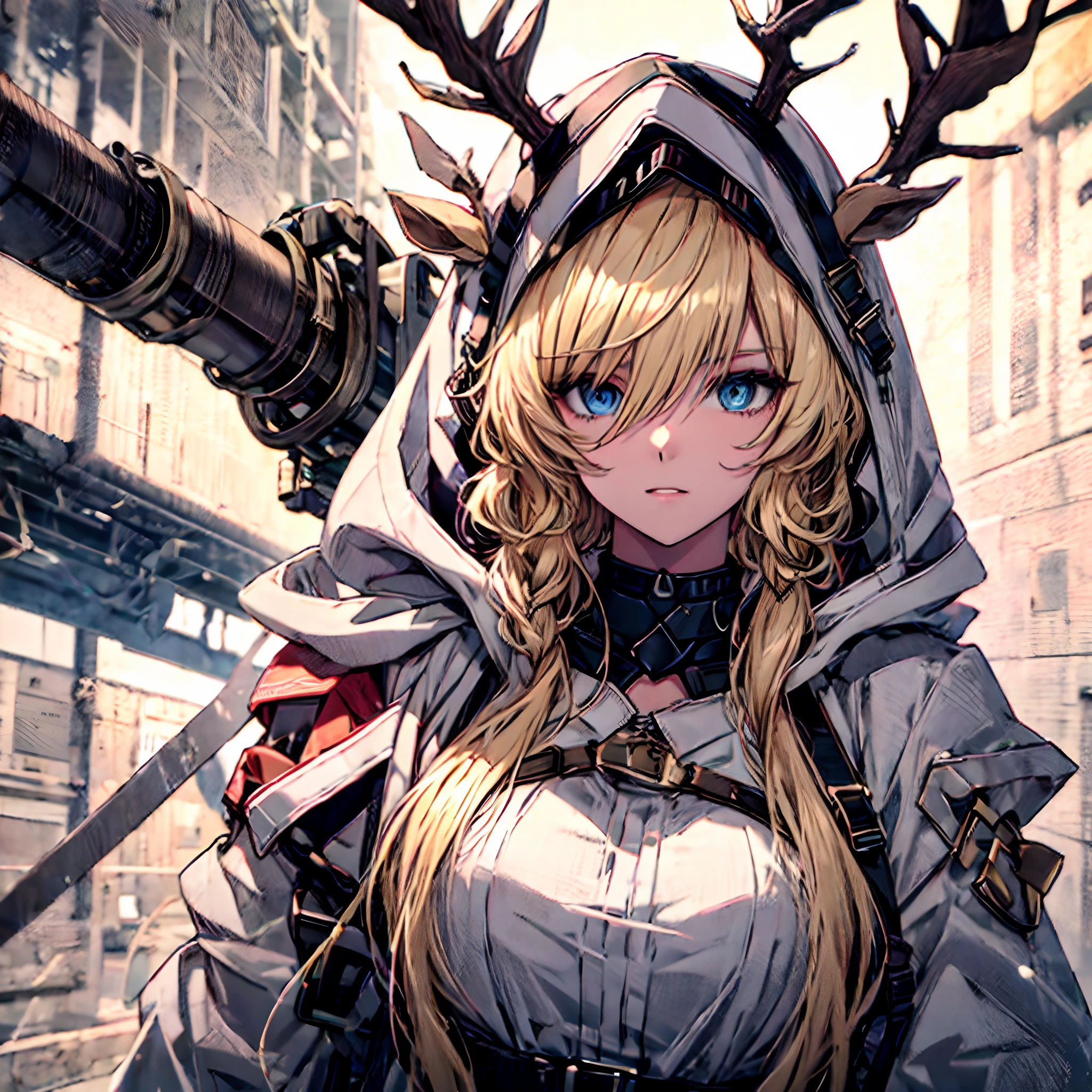 Blonde hair, eBlue eyes, 8K, Super detail