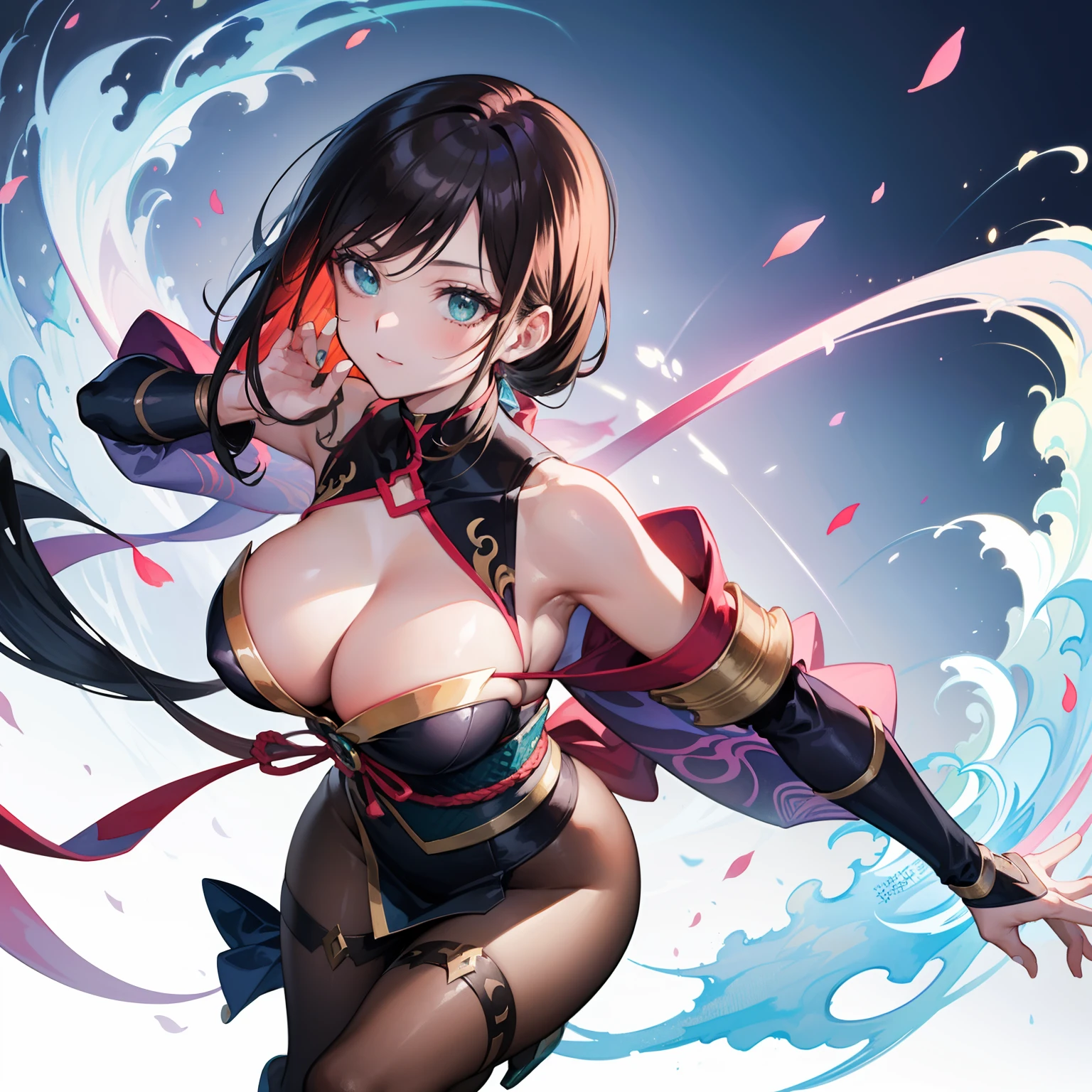 :: Joe Madureira Style:: Beautiful woman perfect and detailed、Tatuton design and light pink、brack、White the、Gray color、Various full-body attack poses、Immersive effects、Hover effect、Brightly colored graphite style background「Ultra HDR」Details、Focus Effects、zori,​masterpiece:1.2、top-quality)、(Fine details beautiful eyes: 1.2)、very detail hair、depth of fields、shot by Canon EOS、Lens 135mm f1.8、[x]portrait of the((1Girl Kelly Brook Beautiful Woman))、long, straight black hair、Natural shine and pierced like a ponytail((独奏))、(ultradetailed eyes:1.4)、(finely eye and detailed face:1.3)、(Ultra-detailed。reddish、Viola、amarelo、Glossy patterned kimono using colors such as green:1.3)、 (beautiful and clear background:1.2)、(extremely details CG、ultra-detailliert、Best Shadow:1.1)、(""Characters with superpowers in the right fist")((Depth of field and blur))、((watercolor paiting))、large full breasts、bare shoulders​、Flowers and petals、beautiful conceptual illustration、(white backgrounid:0.5)、(illustratio:1.1)、(extremely fine and beautiful:1.1)、(perfect detailed:1.1)Background Graffiti Style、liberta、souls、digitial illustration、 perfect anatomia, central, Approaching perfection, Dynamic, ighly detailed, watercolor paiting, art  stations, concept-art, smoother, foco nítido, illustratio, perfect anatomia, Align Center, Approaching perfection, Dynamic, ighly detailed, character sheets, art  stations, concept-art, smoother, foco nítido, illustratio, FULL BODYSHOT, character sheets, Lightning wave, beautiful anime watercolors,