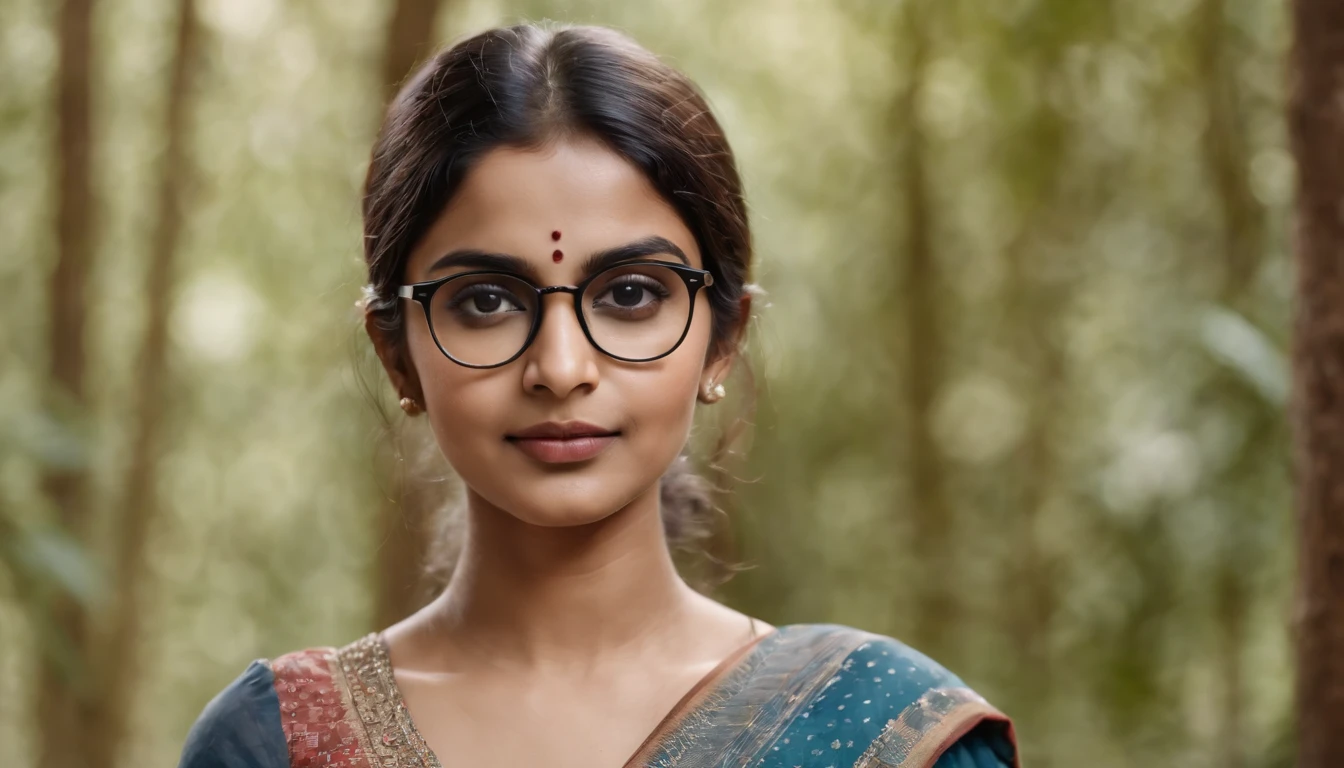 Indian woman,20 years of age, spectacles, looking at the camera,cute,smart, realistic,8k,hyper realistic
