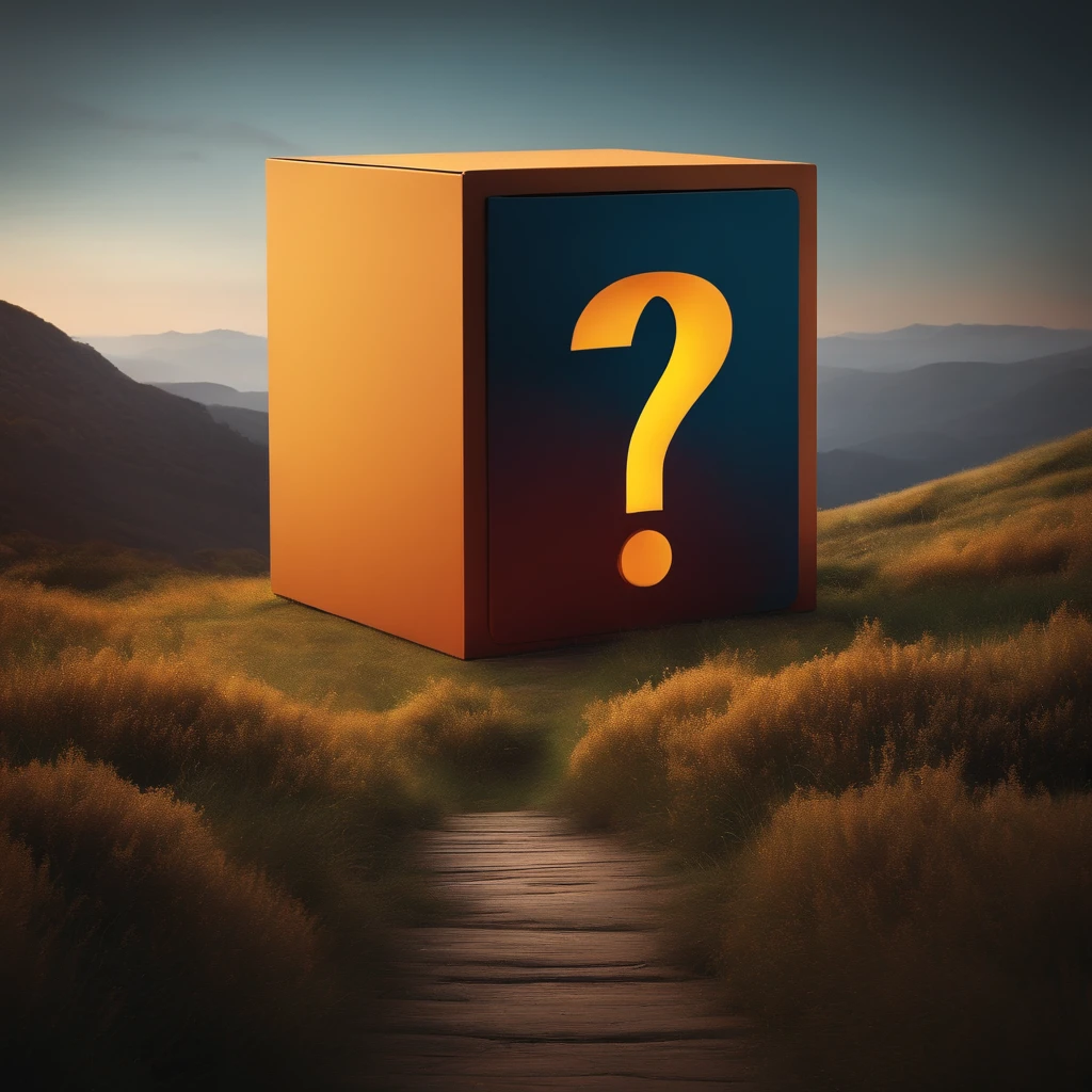 Create a simple box-shaped image with a question mark highlighted