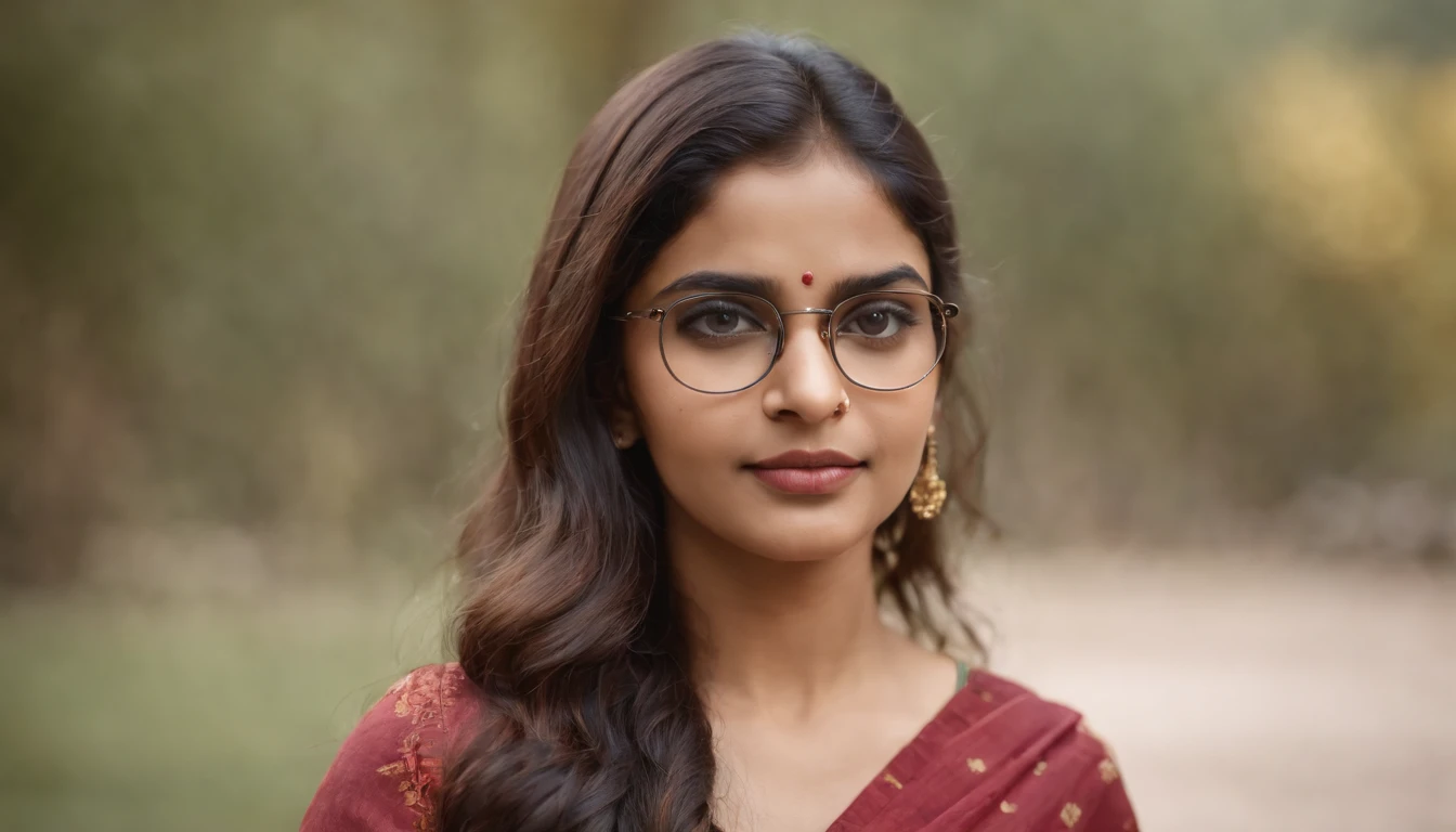 Indian woman,20 years of age, spectacles, looking at the camera,cute,smart, realistic,8k,hyper realistic