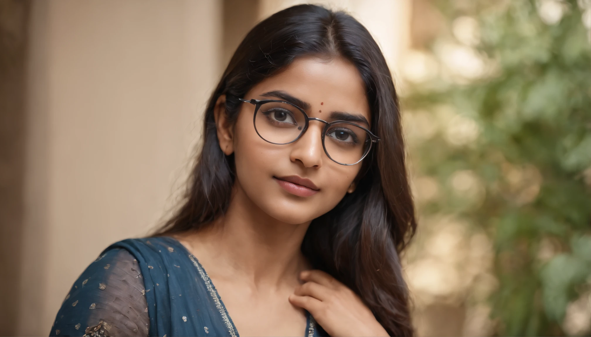 Indian woman,20 years of age, spectacles, looking at the camera,cute,smart, realistic,8k,hyper realistic